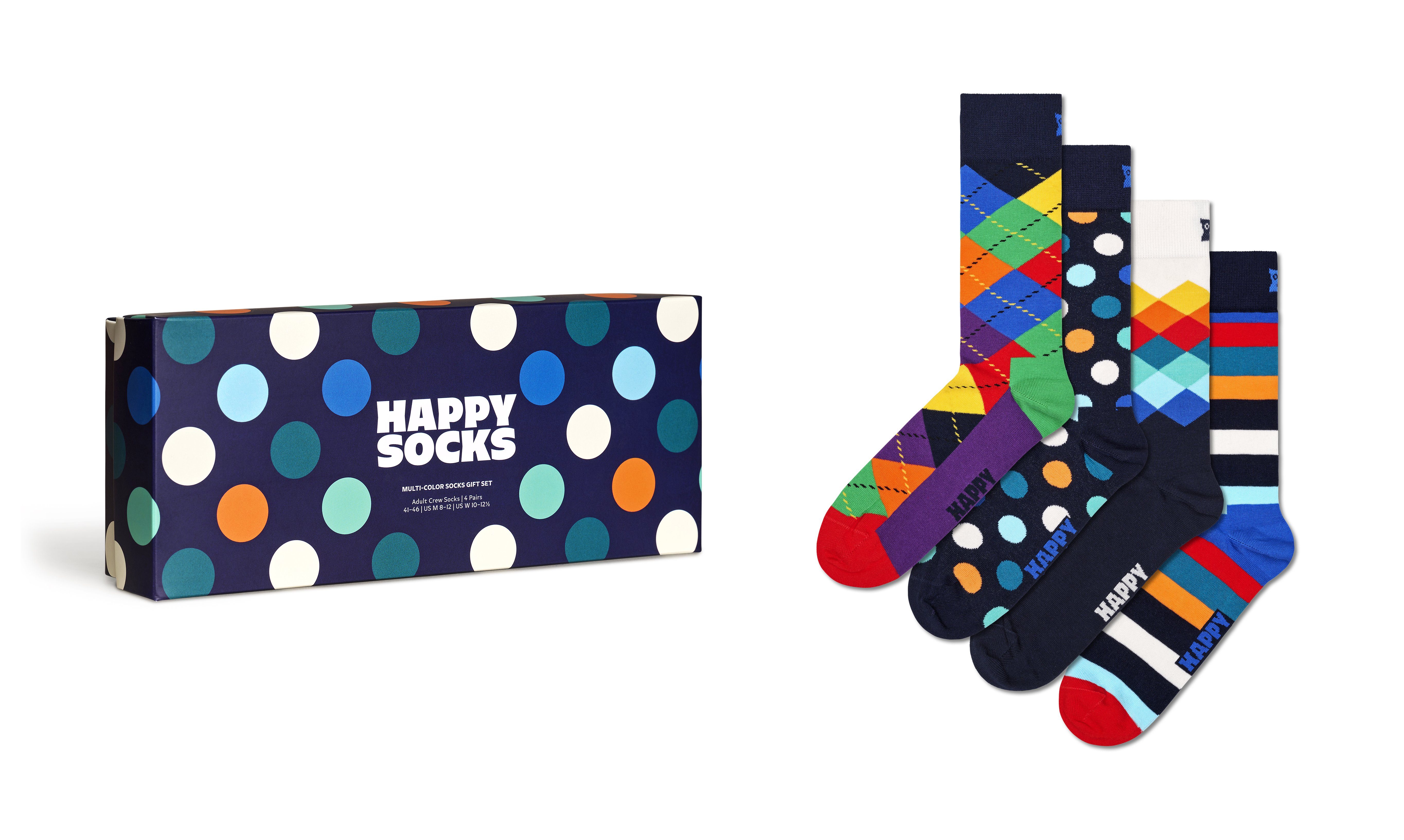 Gift 4-Paar) Happy Socken Socken Multi-Color Pack Socks 4er im Set Socks Navy (Packung, Bunte