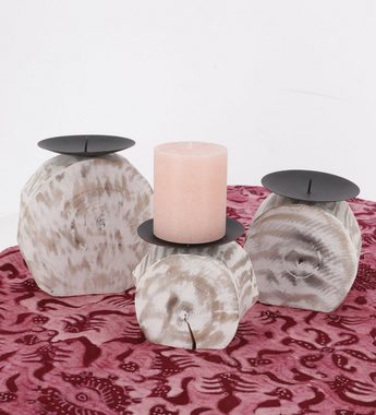 Guru-Shop Windlicht Holz Kerzenständer in 3 Größen, antikweißes..