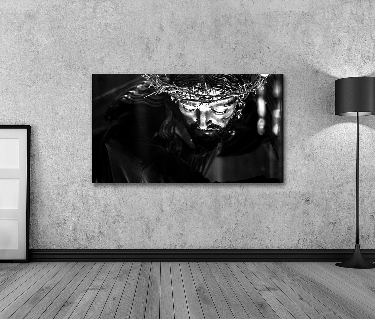 islandburner Leinwandbild Bild auf Leinwand Schwarzer und weißer Jesus Chri günstig online kaufen