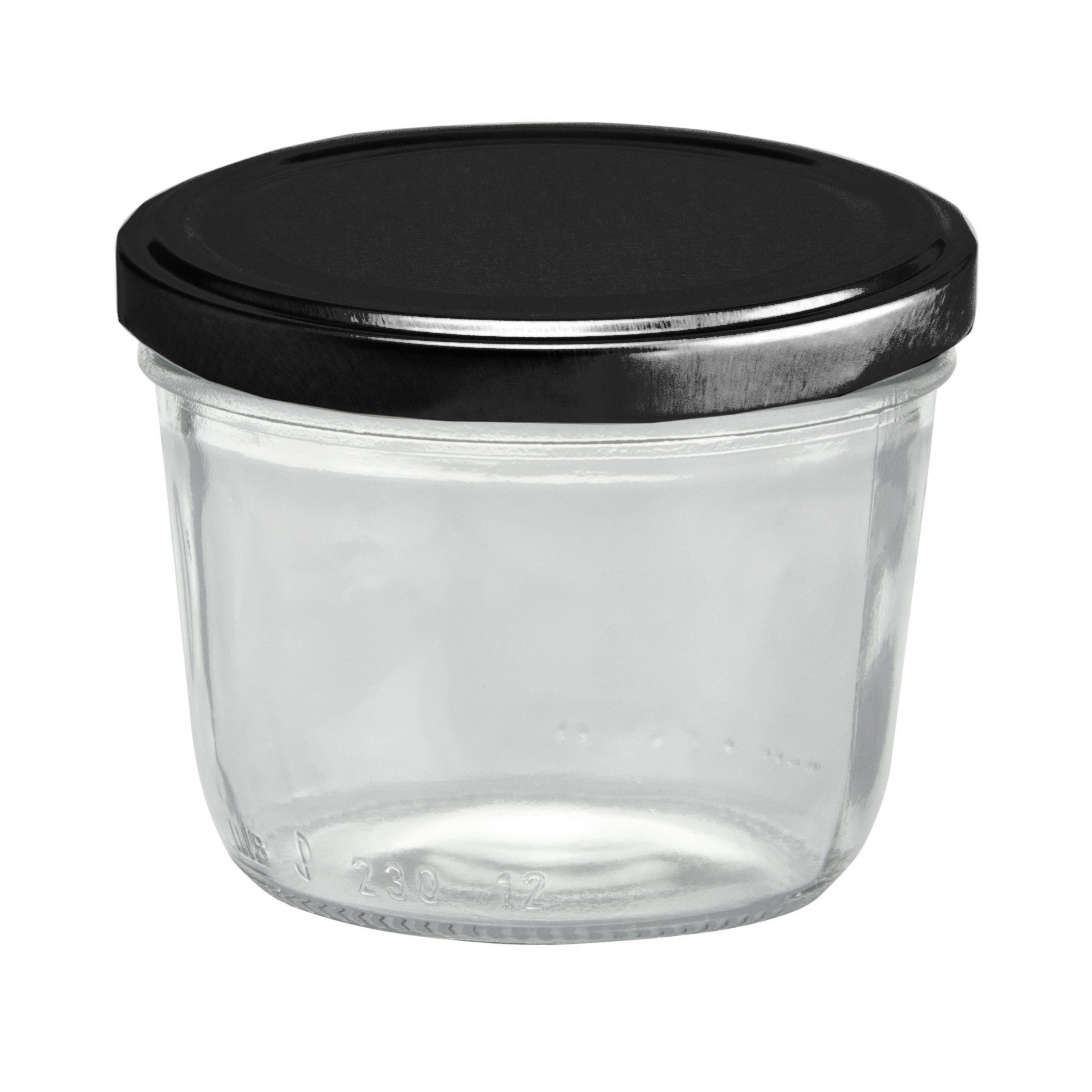MamboCat Einmachglas 24er Set To 82 ml Deckel, Glas Sturzglas 230 schwarzer