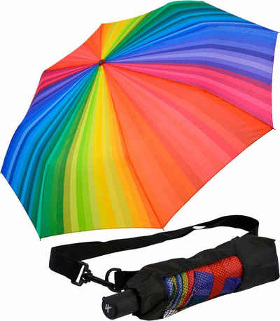 iX-brella Taschenregenschirm Rainbow Trekking Schirm XXL mit Umhängetasche, sehr-groß