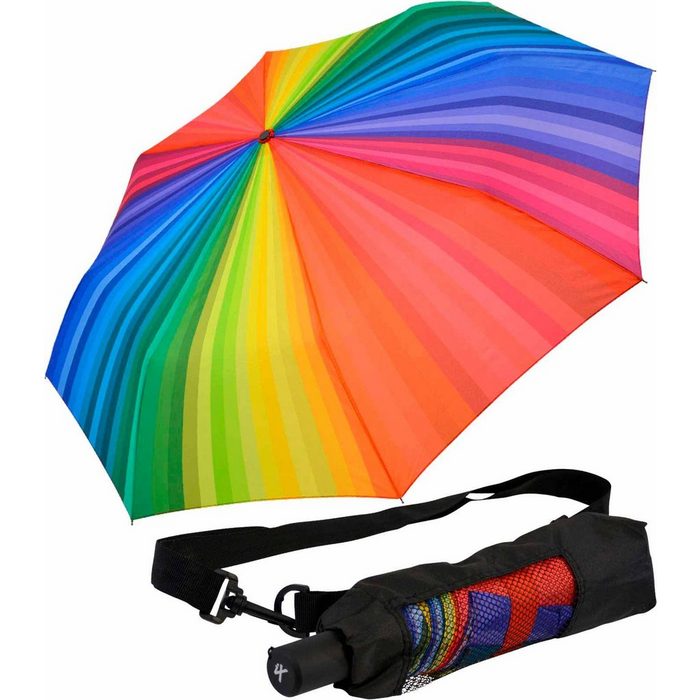 iX-brella Taschenregenschirm Rainbow Trekking Schirm XXL mit Umhängetasche sehr-groß