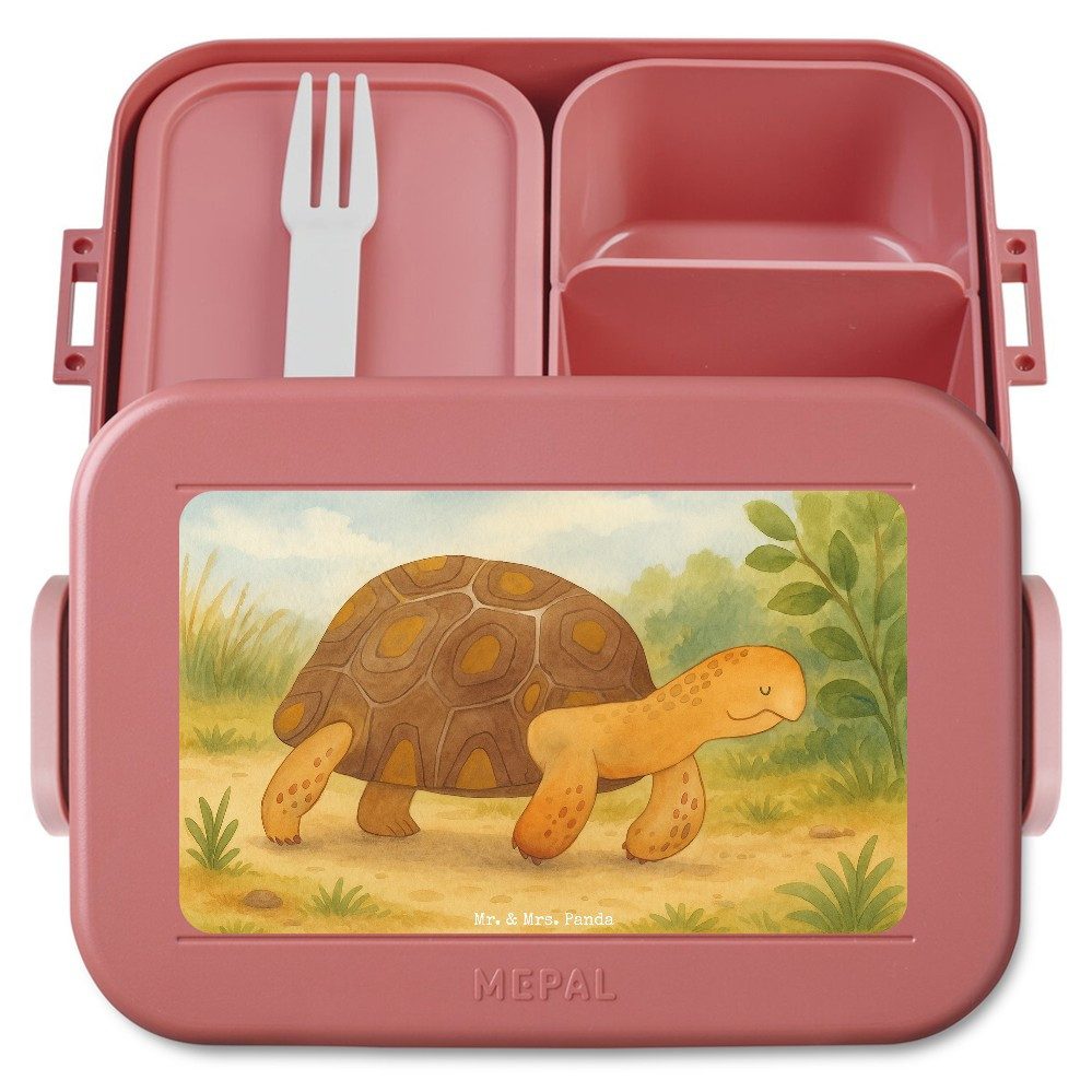 Mr. & Mrs. Panda Butterdose Schildkröte Marschieren Design, Bento Box, Rot Pastell, Box, Snackbox, Polypropylen lebensmittelecht, (Packung), Essensbox Snackdose Inspiration