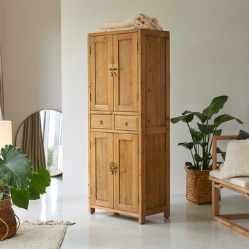 Tikamoon Garderobenschrank Yuki Schrank aus massiver Recycling-Kiefer Natur