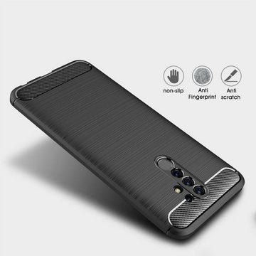 CoverKingz Handyhülle Xiaomi Redmi 9 Handyhülle Silikon Case Cover Bumper Etui Carbonfarben 16,58 cm (6,53 Zll), Handyhülle Bumper Silikoncover Softcase Carbonfarben