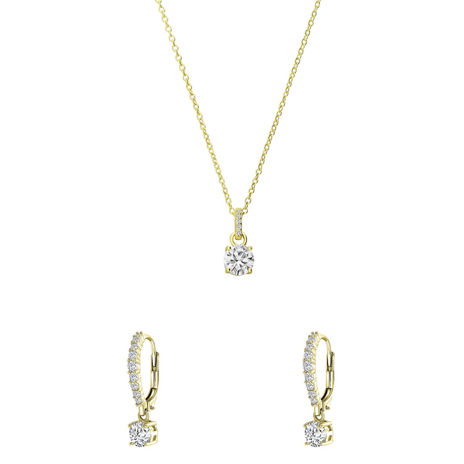 LUCARDI Schmuckset Set - 925 Silber - Gold - Zirkonia - Damen