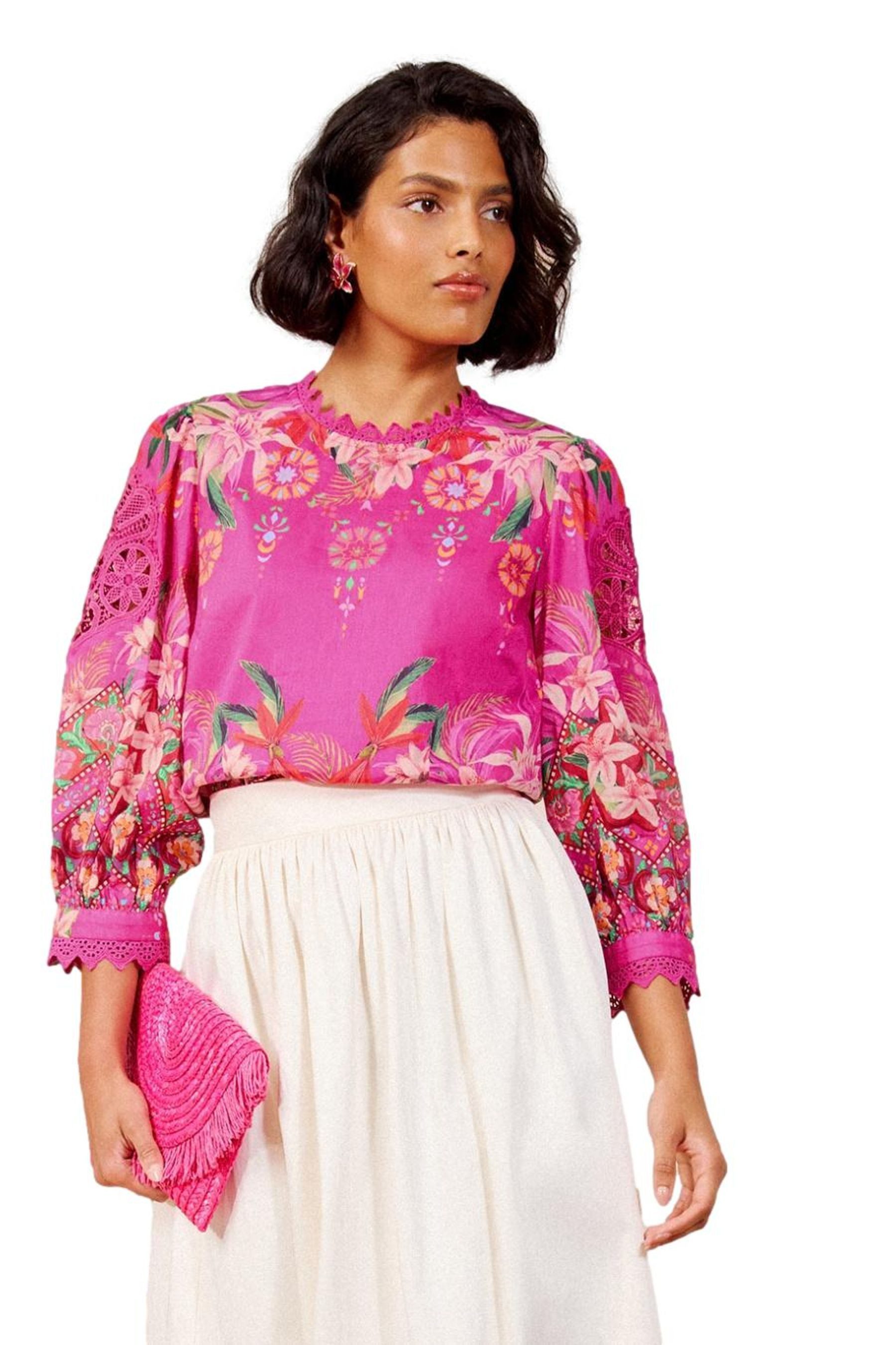 Love & Roses Spitzenbluse Love & Roses Bluse mit Spitzeneinsatz, Regular (1-tlg)