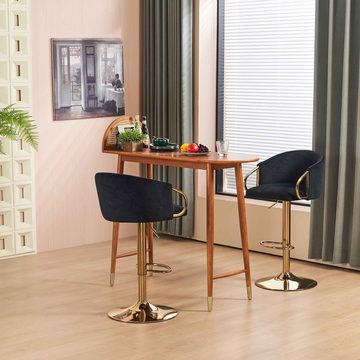 REDOM Barhocker Höhenverstellbare Barstühle, drehbare, 2er-Set (mit mittlerer Rückenlehne und goldener Fußstütze, für Küchen-, Bar- und Restauranttheken)
