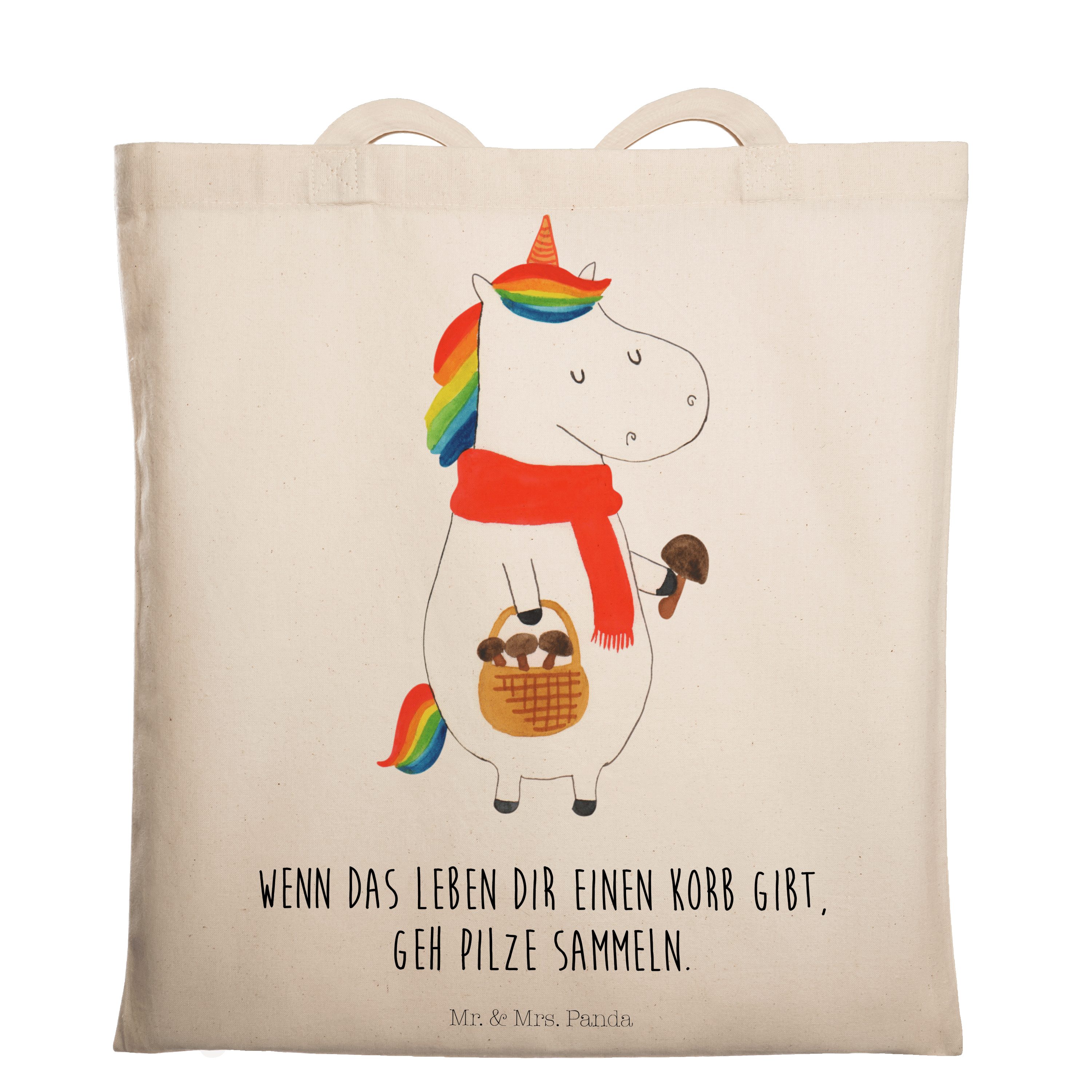 Mrs. - Geschenk, Einhorn Uni - Tragetasche Pilz & Einkaufstasche, Panda Mr. Einhörner, Transparent (1-tlg)