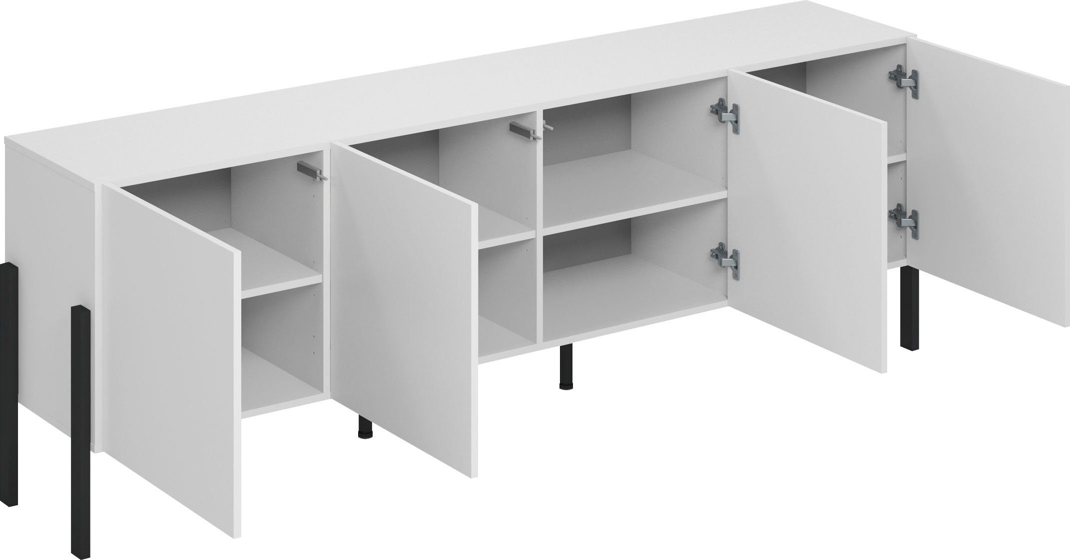 OTTO home Kommode Jukon,Breite 200 cm, moderne grifflose Kommode,4 Türen, Sideboard, Anrichte viel Stauraum, push-to-open-Funktion