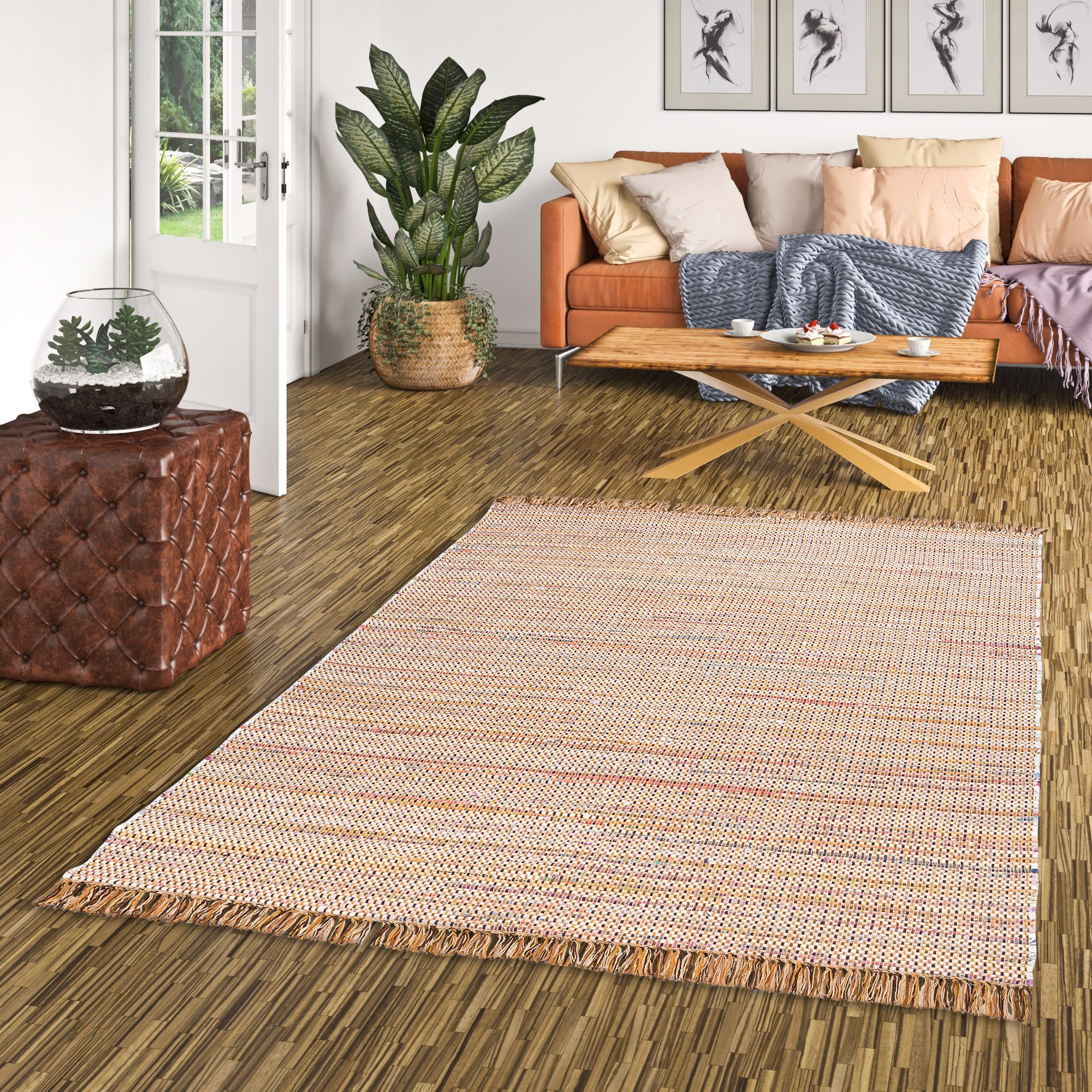 Pergamon Wollteppich Baumwolle Natur Teppich Cayenne, günstig online kaufen