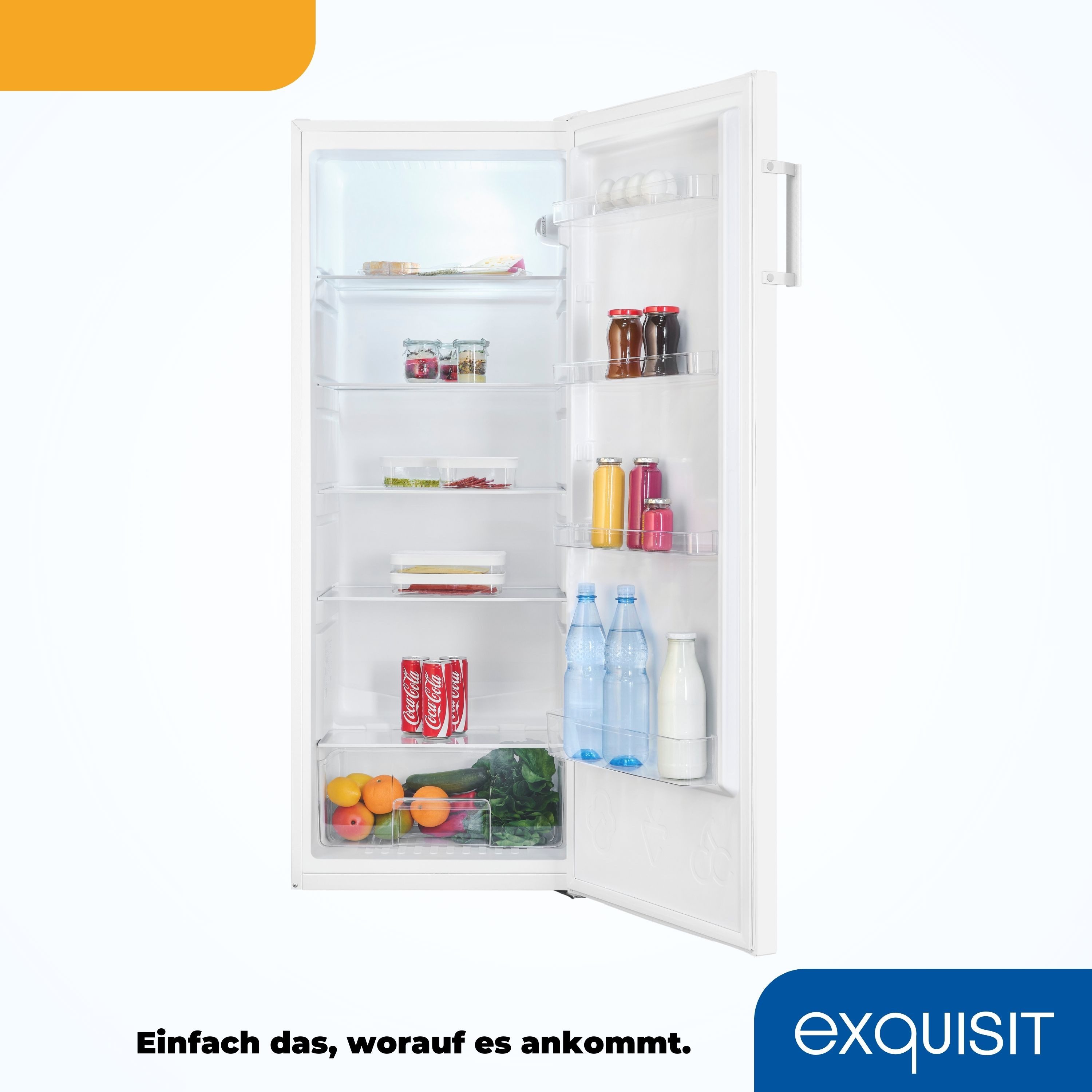 exquisit Kühlschrank KS320-V-H-050D, 144 cm hoch, 54 cm breit, 241 Liter Nutzinhalt, LED-Beleuchtung, Türanschlag wechselbar – Bild 5 von 5