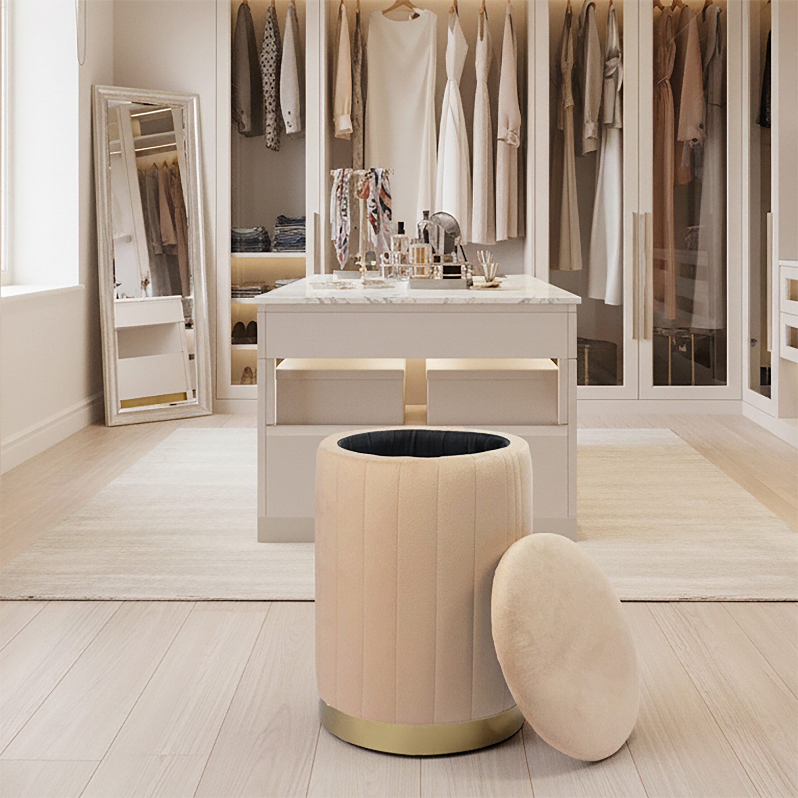 relaxdays Stauraumhocker Hocker aus Samt mit Stauraum (1 St), Coffee – Bild 3 von 5