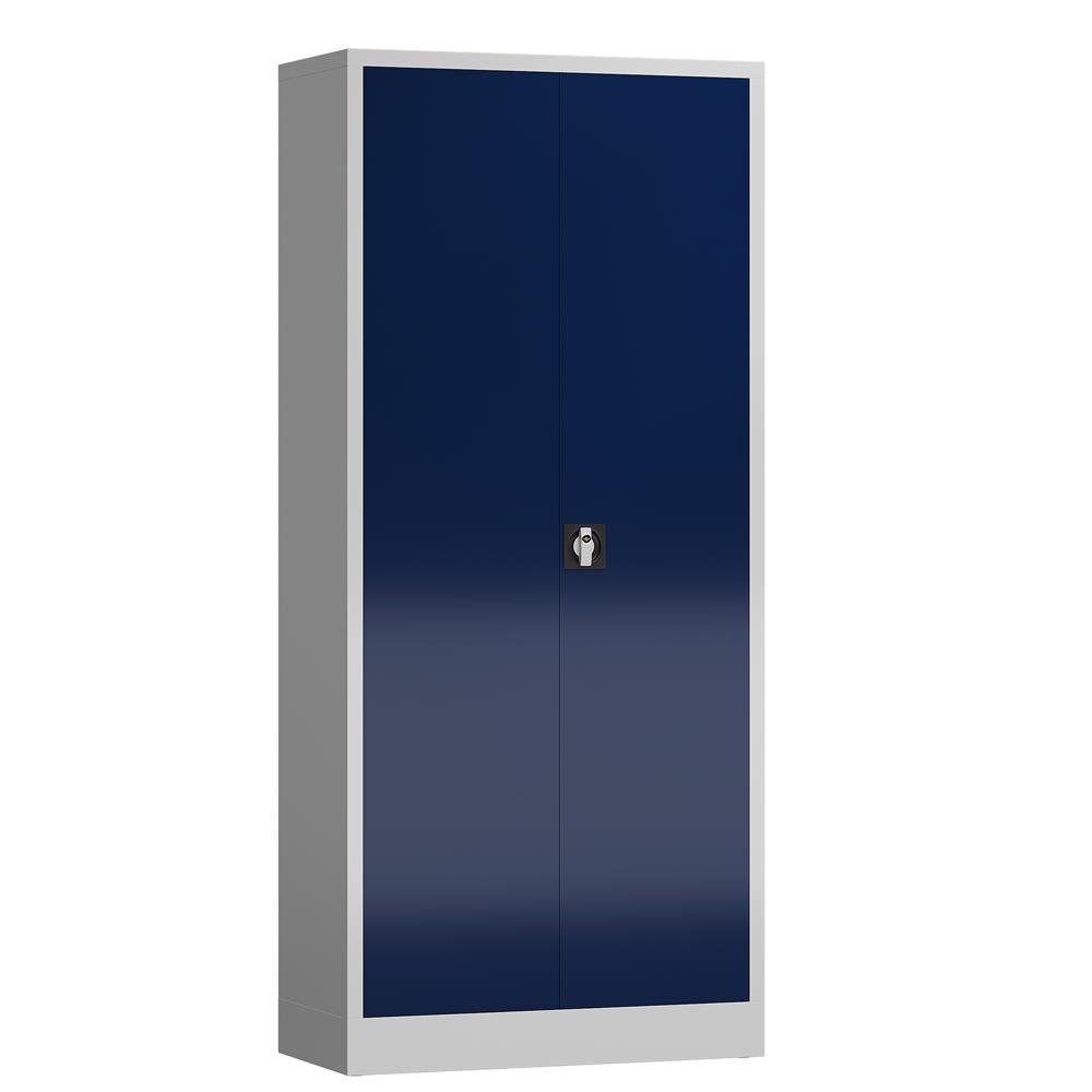 Steelboxx Mehrzweckschrank ClassiX Flügeltürenschrank, 1800 x 800 x 380 mm (1-St) Komplett montiert und verschweißt, keine Montage erforderlich Grau/Blau | grau