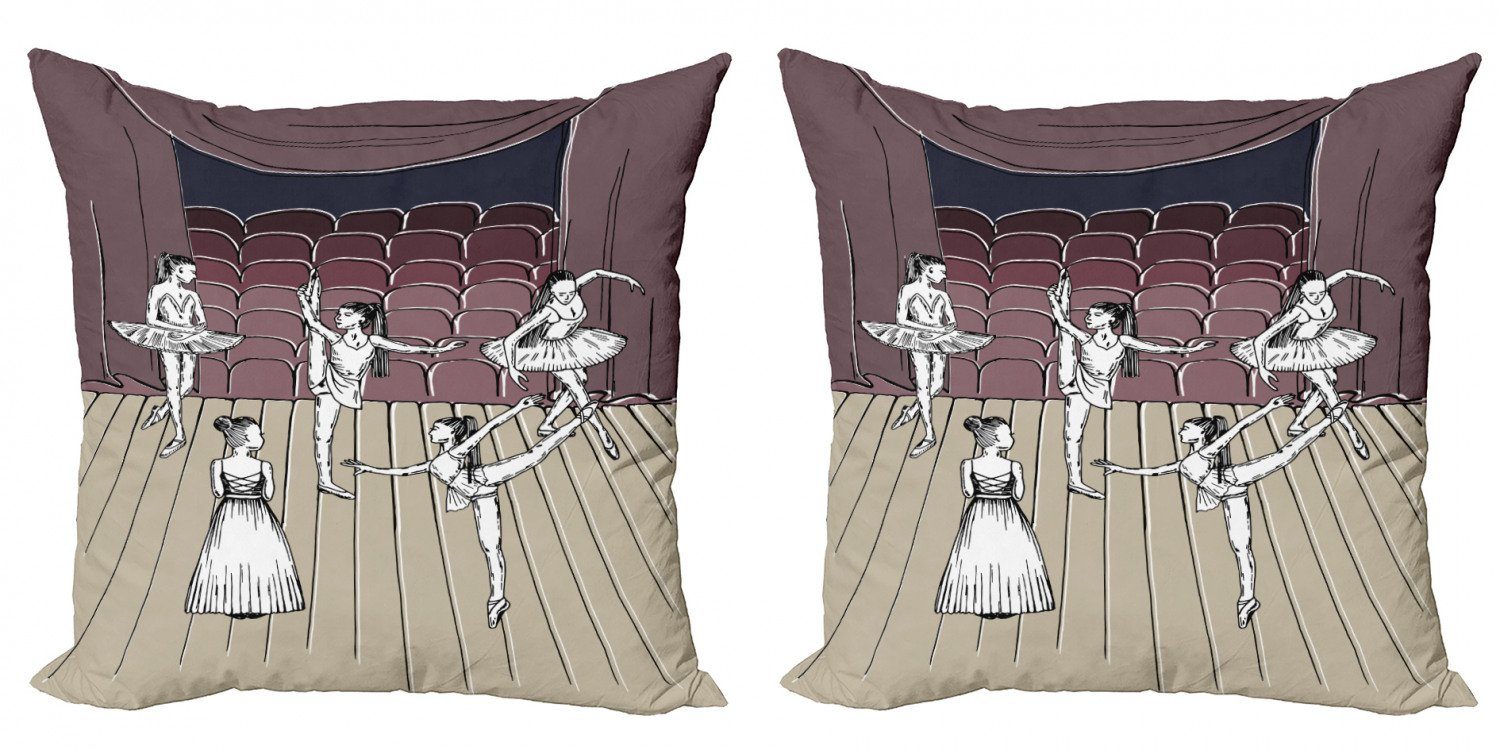Kissenbezüge Modern Accent Doppelseitiger Digitaldruck, Abakuhaus (2 Stück), Klassische Kunst Ballerinas Bühne Sketch