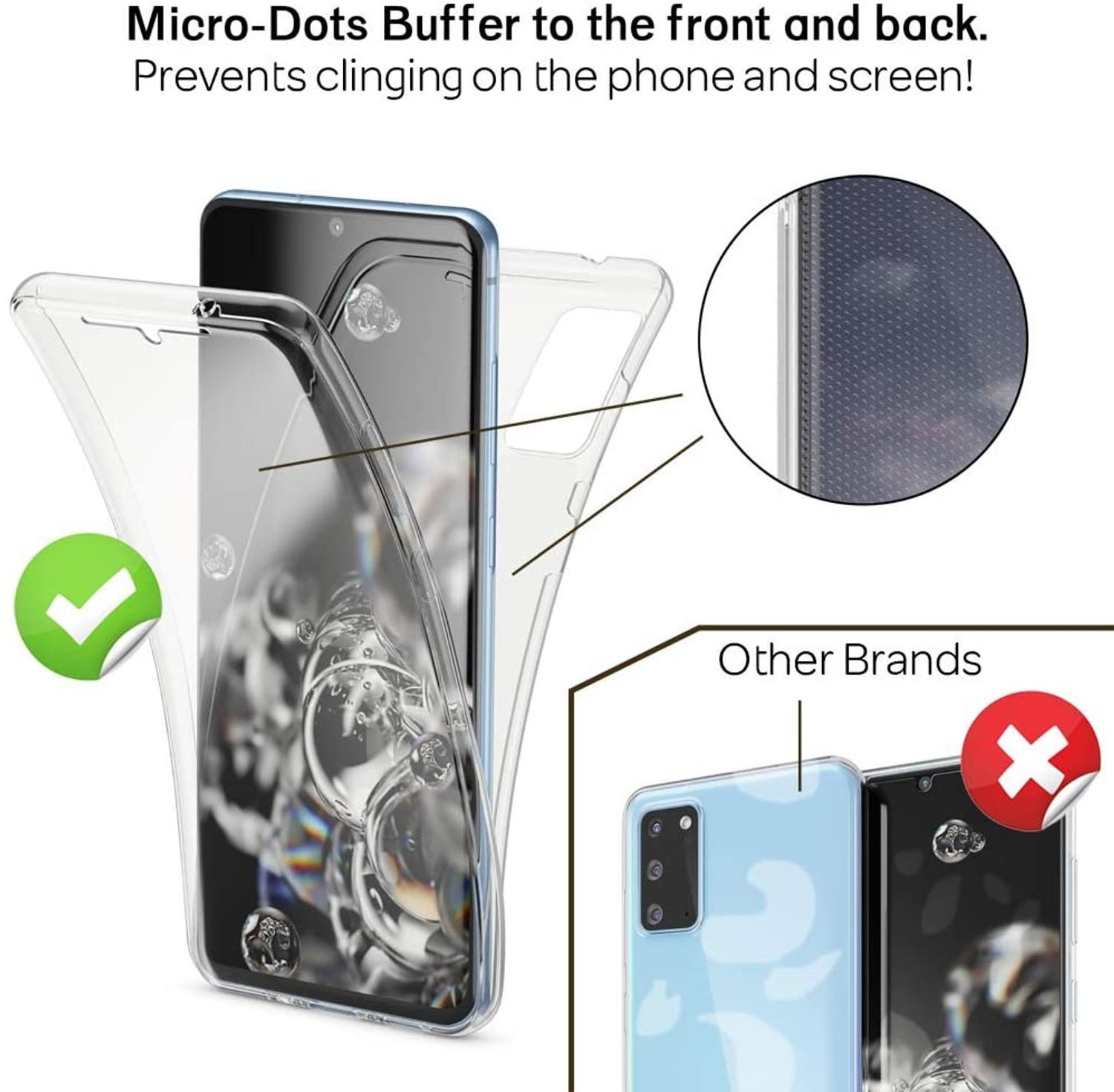 König Design Handyhülle Samsung Galaxy S20, Samsung Galaxy S20 Handyhülle Full-Cover 360 Grad Full Cover Transparent