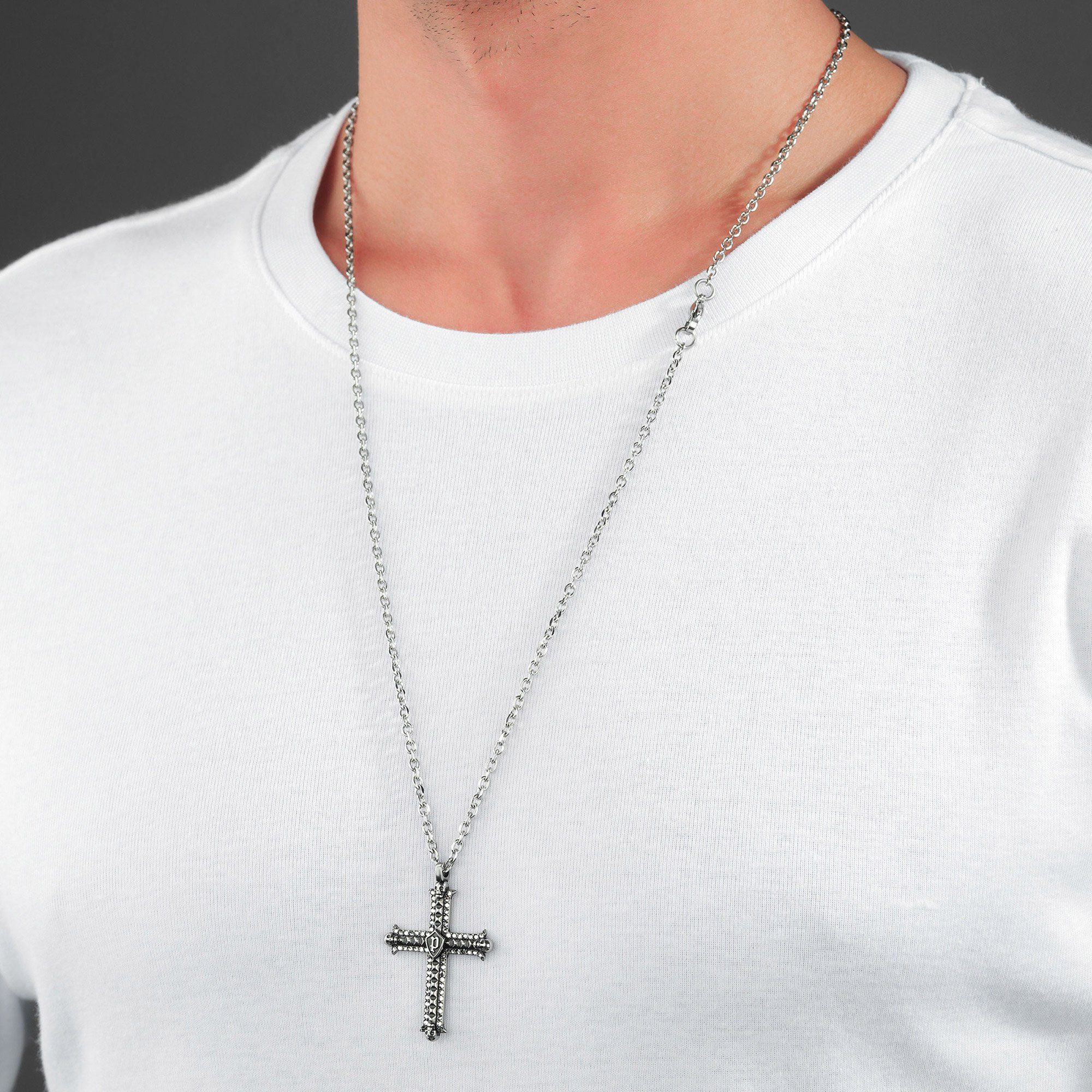 Police Kette mit Anhänger mit Kreuz Sch...