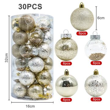 CALIYO Weihnachtsbaumkugel 30 Stücke Weihnachtsbaumschmuck-Set Recycling (30 St), mit Gemälde & funkelndem Weihnachtsbaumschmuck als Thema