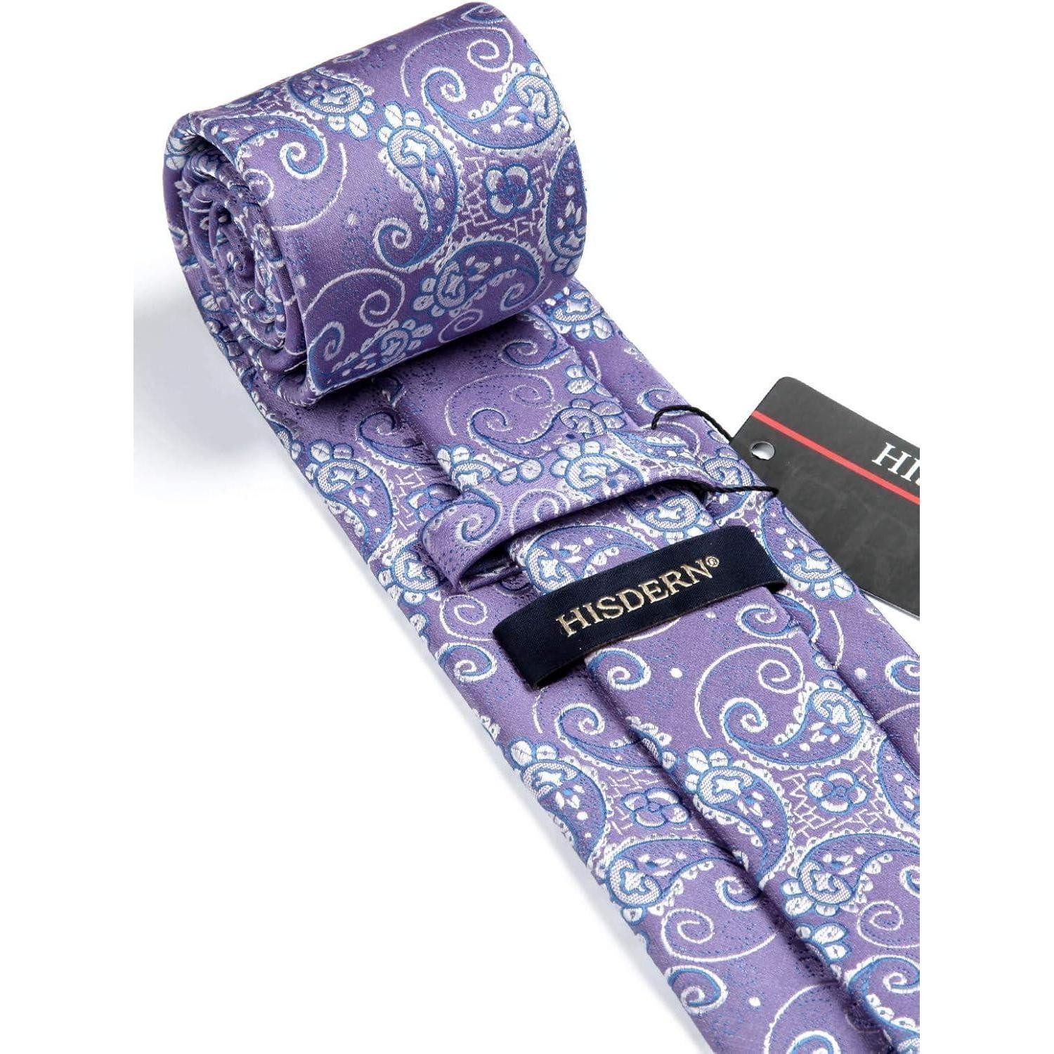 LuxusKollektion Krawatte Krawatte Einstecktuch Set Herren Paisley Blume Hochzeit Violett