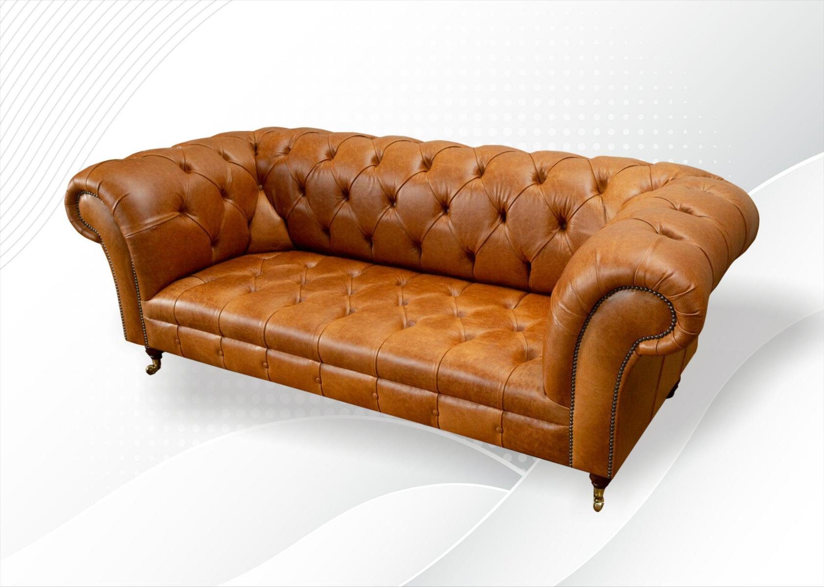 JVmoebel Luxus Dreisitzer Chesterfield Made Design, Brauner Neu Couch Europe Chesterfield-Sofa 3-er in