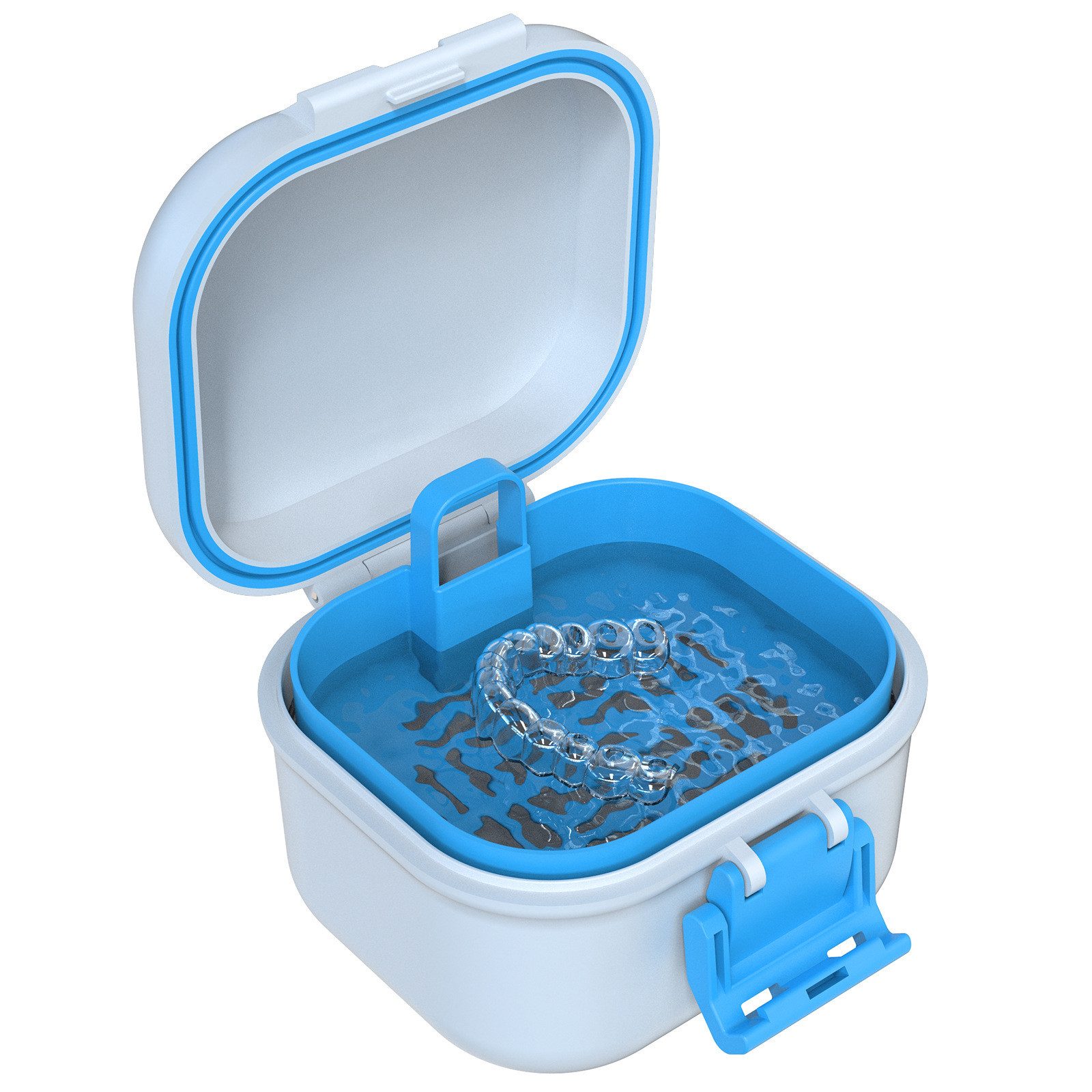 ibettertec Zahndose Prothesenfall Organizer mit Sieb Zahnprothesen-Behälter (Set, Einschichtige Zahnersatz-Reinigungsbox mit Verschlussclip), Mit Sieb zum Einweichen von Prothesen, für Zahnspangen und Schiene
