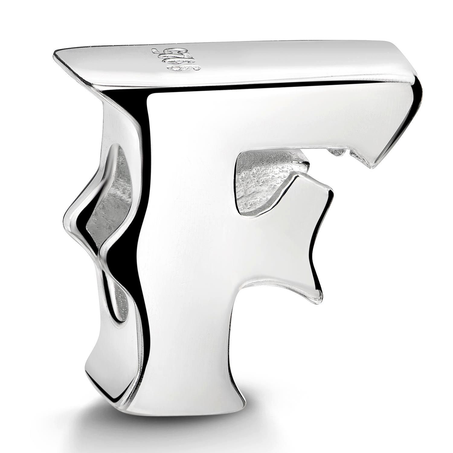 Materia Bead Hochglanz Charm Buchstabe / Alphabet " F " 1385, 925 Sterling Silber