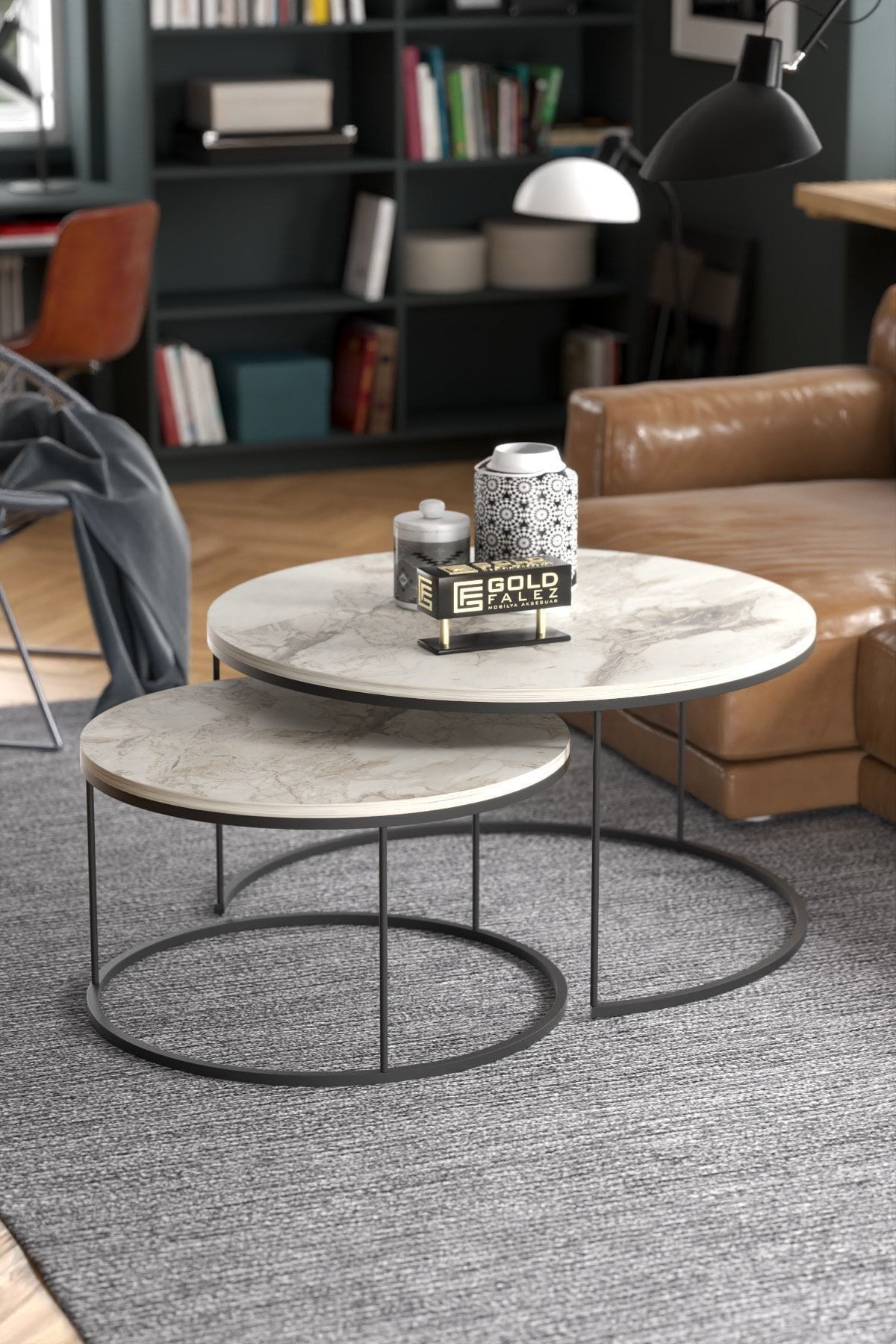 en.casa Couchtisch (2-St), 2er-Set, pulverbeschichtetes Gestell 89322097 günstig online kaufen