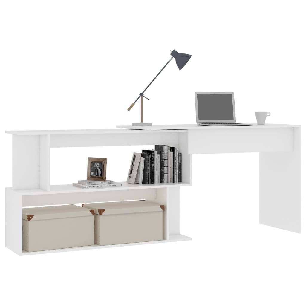 furnicato Holzwerkstoff Weiß Eckschreibtisch cm Schreibtisch 200x50x76