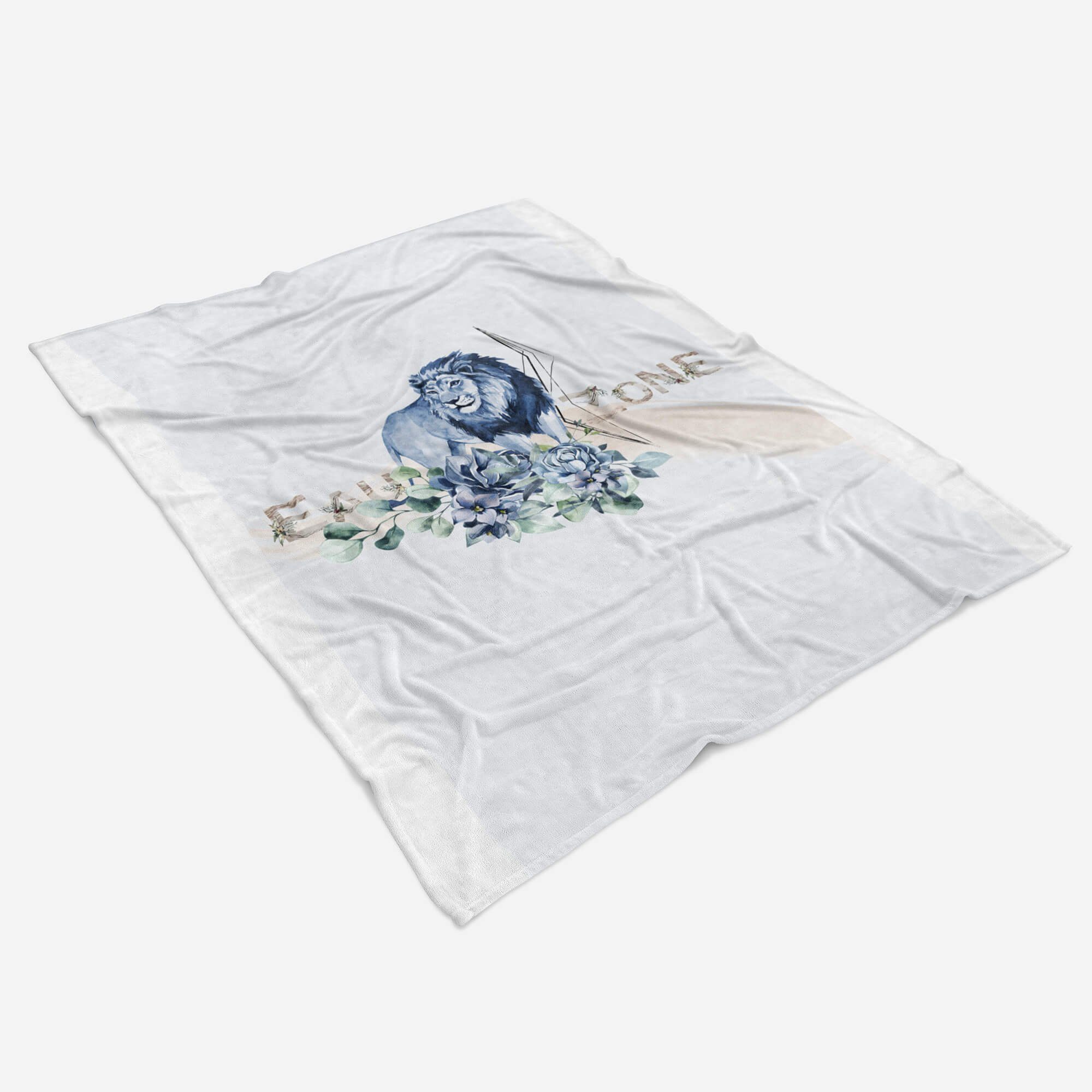 (1-St), Löwe Kuscheldecke Blumen Baumwolle-Polyester-Mix Strandhandtuch Handtuch Handtuch Saunatuch Handtücher Art Sinus Afrika,