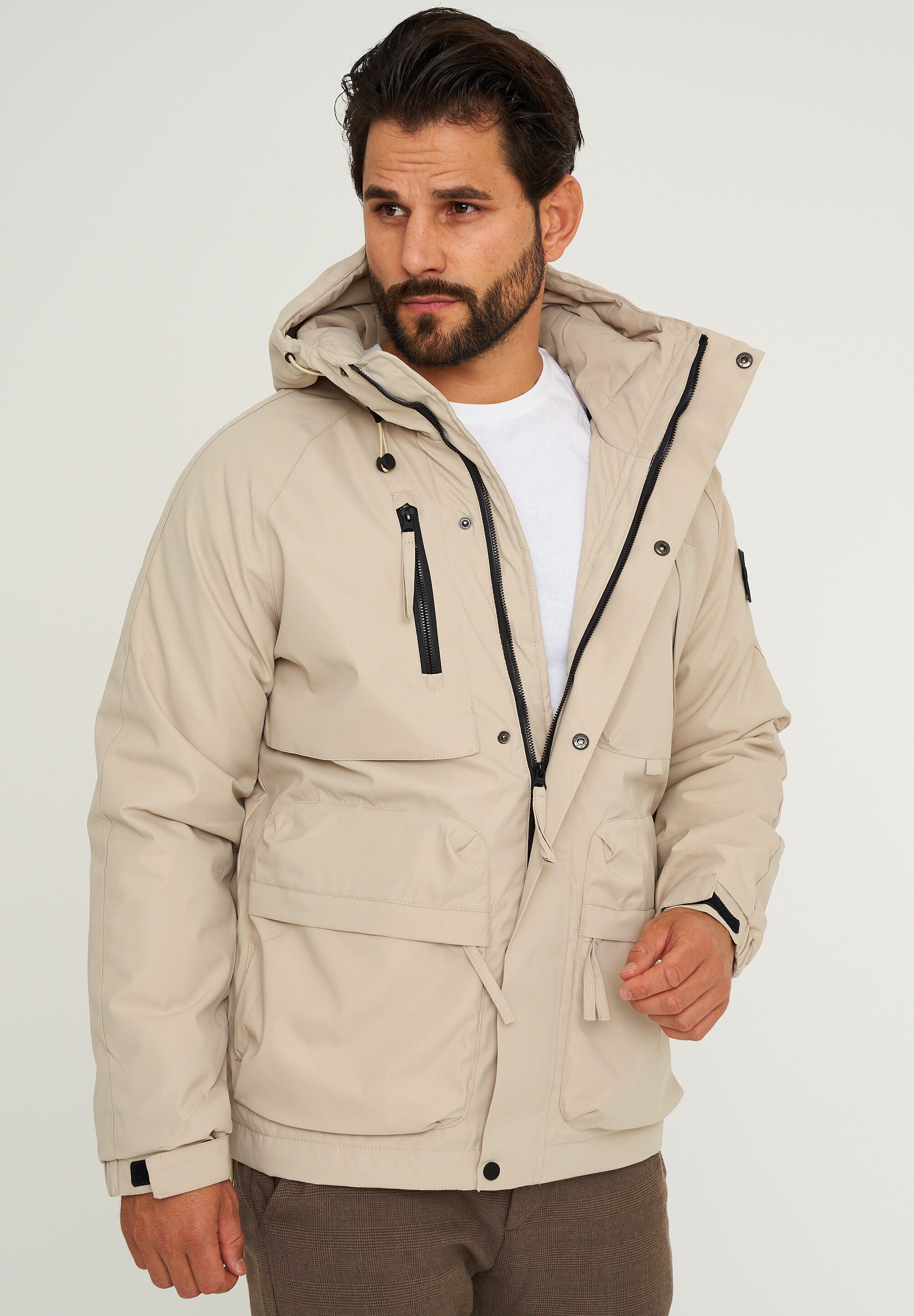 SOULSTAR Steppjacke S2MALBUN Herren leichte Field-Jacket mit Kapuze Fleece gefütterte Outdoor-Jacke