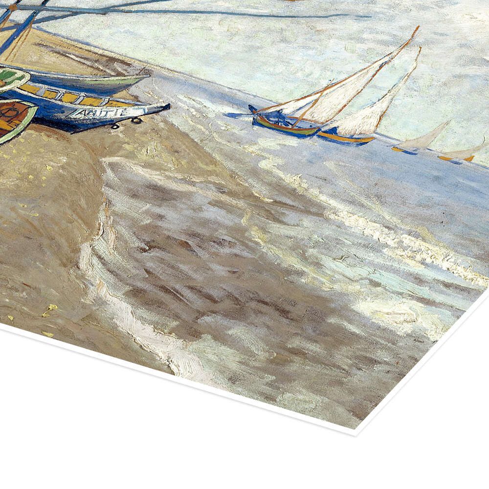 Posterlounge Wandbild Fischerboote am Strand von Les Saintes-Marie-de-la-Mer, Vincent van Gogh, erhältlich als Poster, Leinwandbild, Wandsticker oder Acrylglasbild