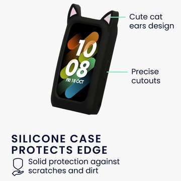 kwmobile Smartwatch-Hülle Schutzhülle für Huawei Watch Band 7 / Honor Band 6 Hülle Bumper, Silikon Rahmen mit Cat Ears - Case ohne Display Schutz
