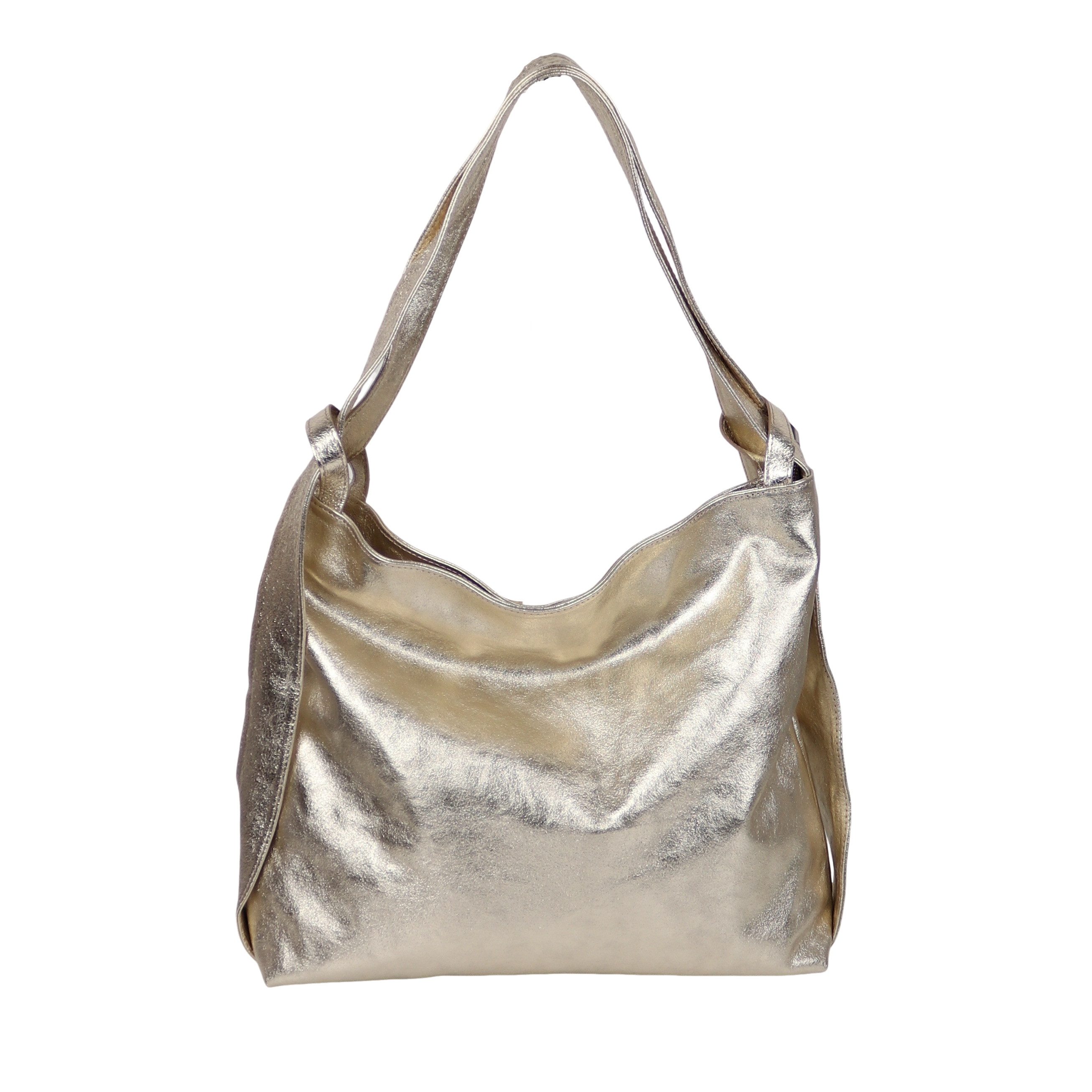 MIRROSI Beuteltasche aus Echtleder, Made in Italy, Shopper Tasche auch als Rucksack 2 in 1, Tragetasche (47x37x9cm) mit viel Stauraum