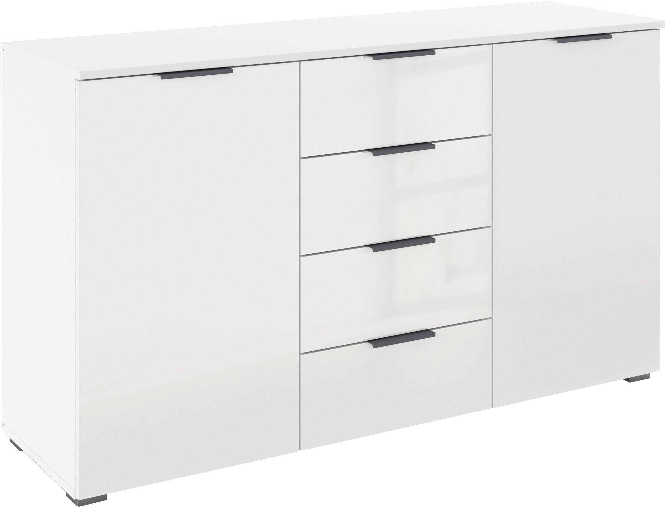 OTTO home Kombikommode Sideboard Schubladenkommode AGORDO mit Dekor- oder Hochglanzfront (in zwei Griff-Farben, Breite 120 cm), vier große Schubladen, mit insgesamt 4 Einlegeböden MADE IN GERMANY