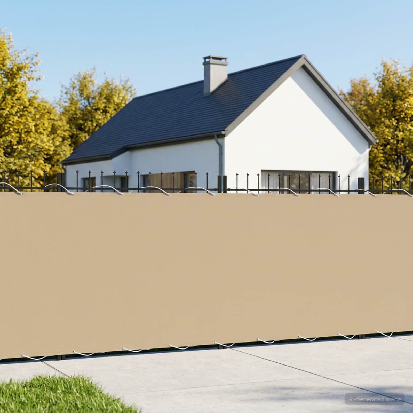 vidaXL Balkonsichtschutz Balkon Sichtschutz 150 x 200 cm Stoff mit PU-Beschichtung Beige (1-St)