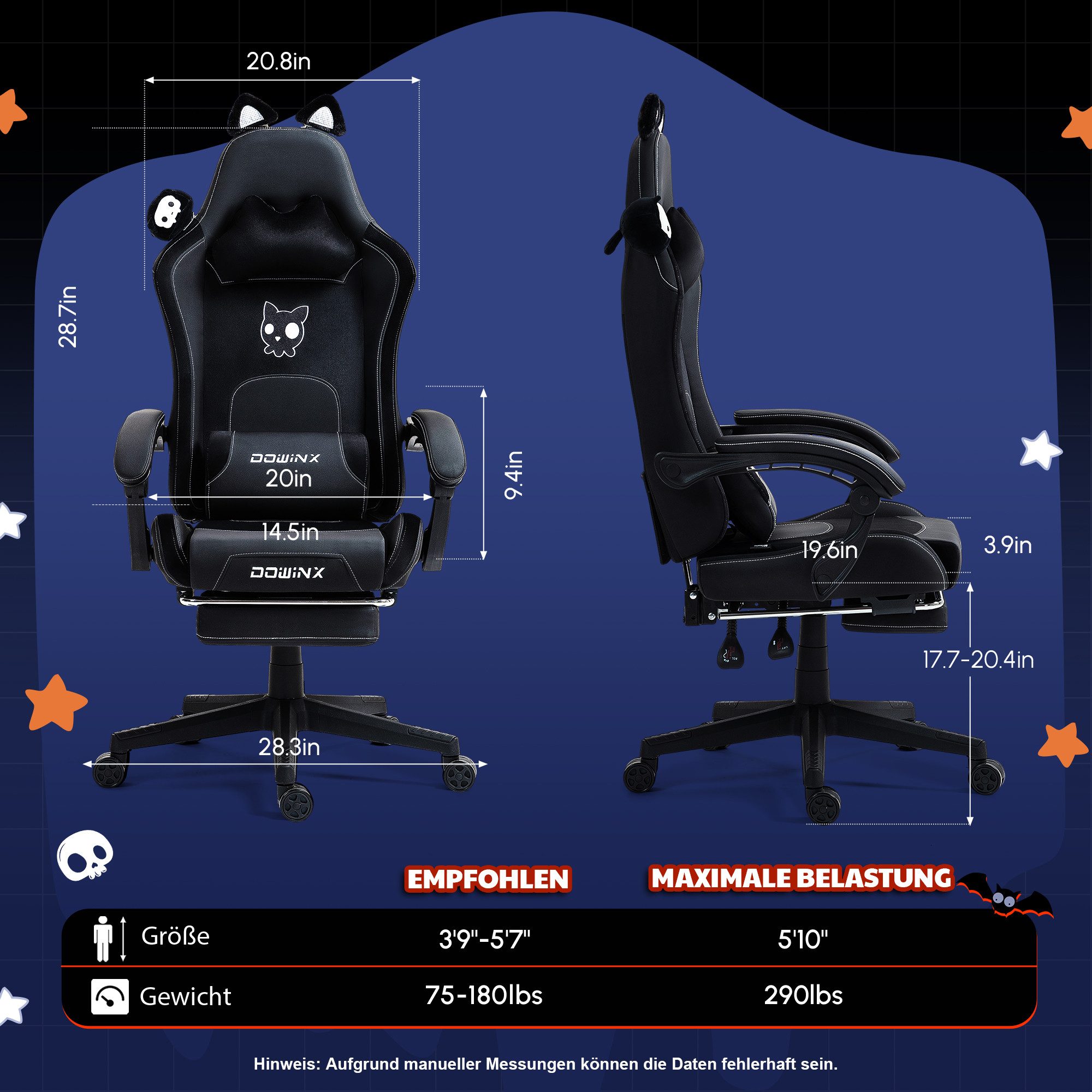 Dowinx Gaming-Stuhl Ergonomischer Computerstuhl mit Hoher Rückenlehne, Lend günstig online kaufen