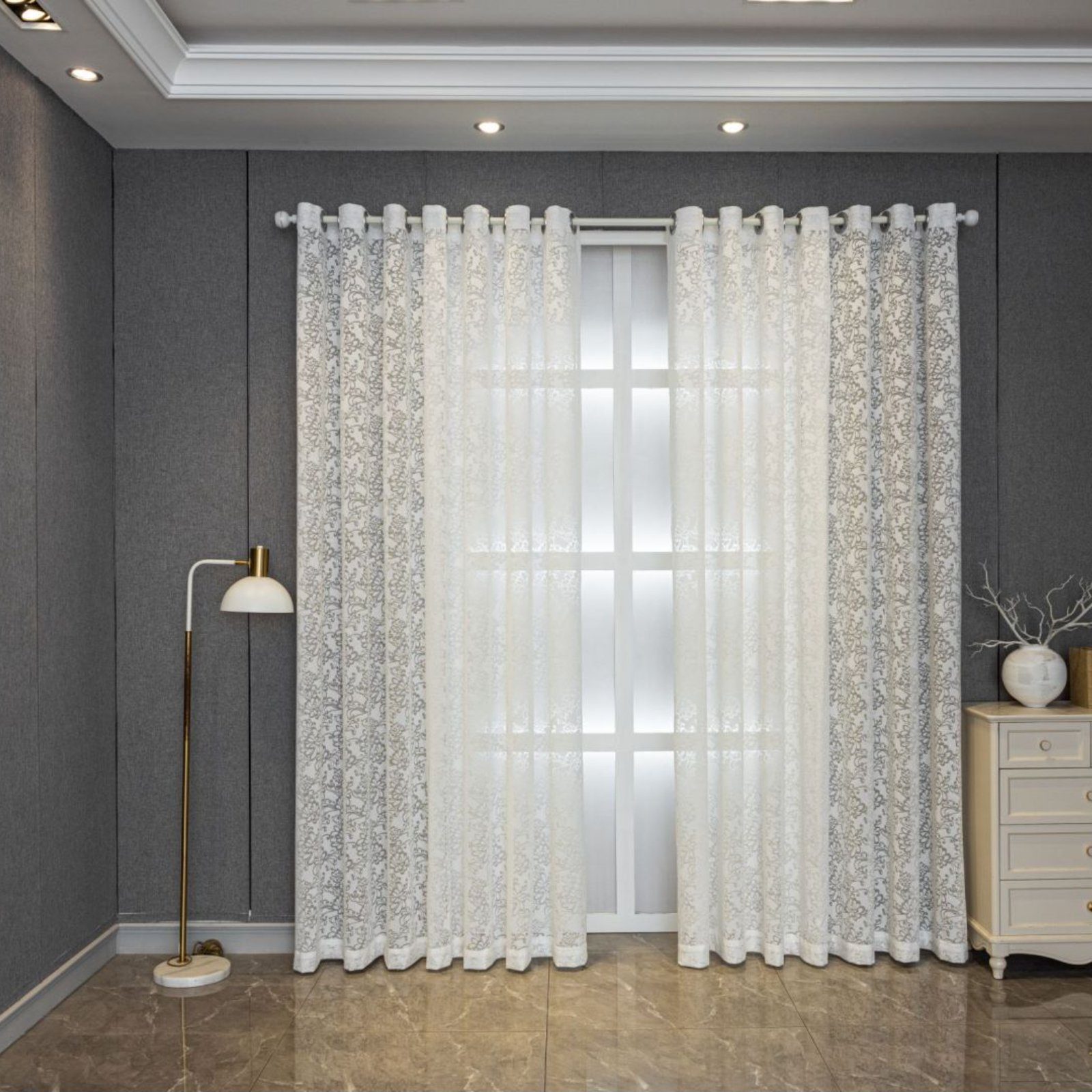 BYSURE Vorhang (2 St), Ösen, halbtransparent, Jacquard-Fensterschirm Sticke günstig online kaufen