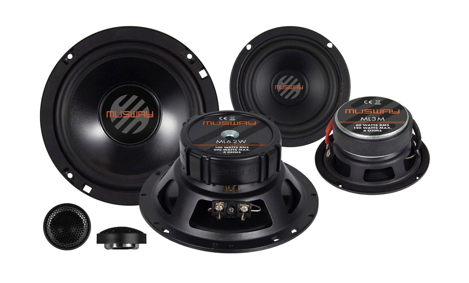 Musway MUSWAY ML6.3A 3-Wege Lautsprecher System 16,5 cm Auto-Lautsprecher
