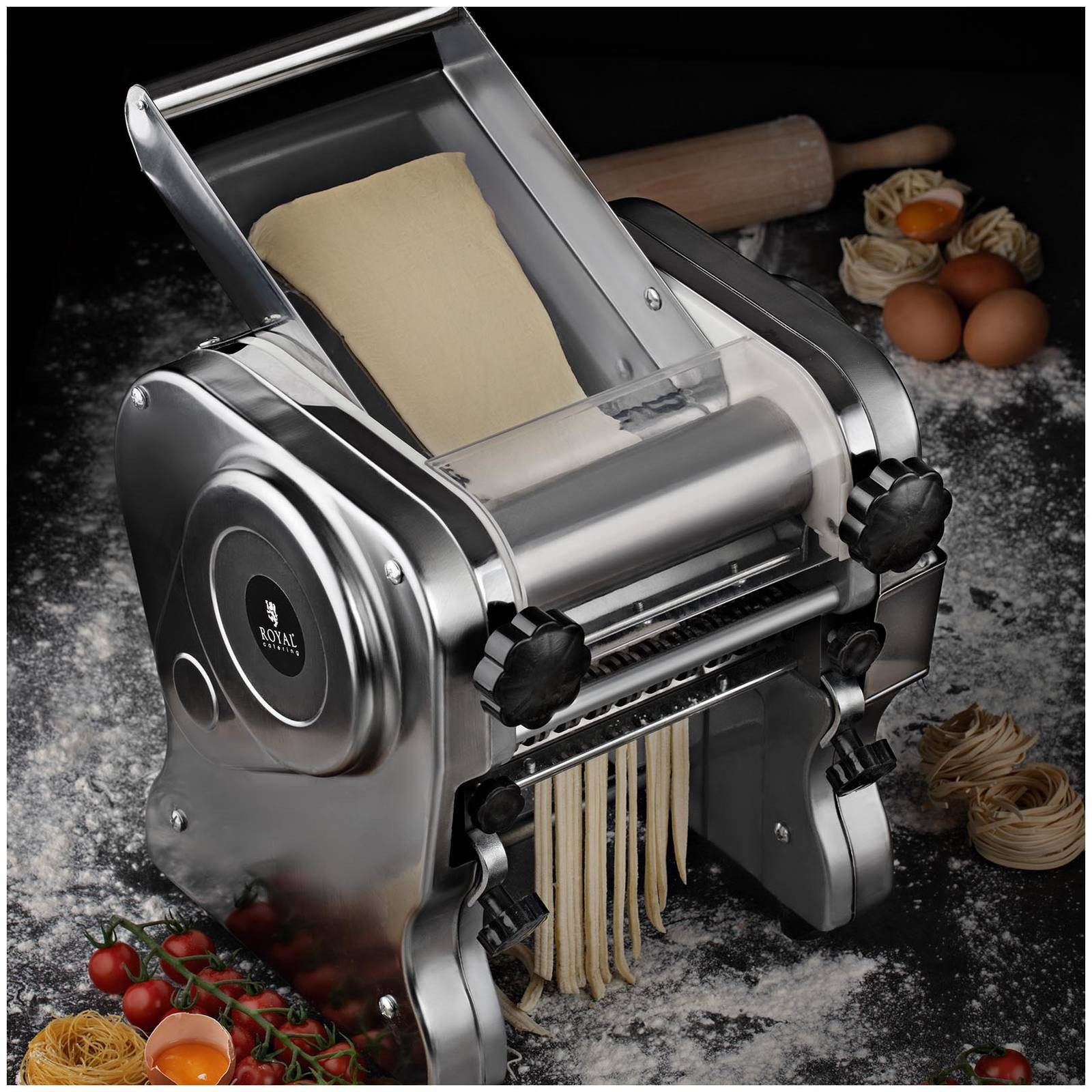 Royal Catering Nudelmaschine elektrisch Pastamaker 18 cm Pastamaschine 1 - 14 mm Tagliatelle 550 W, 550 W – Bild 4 von 5