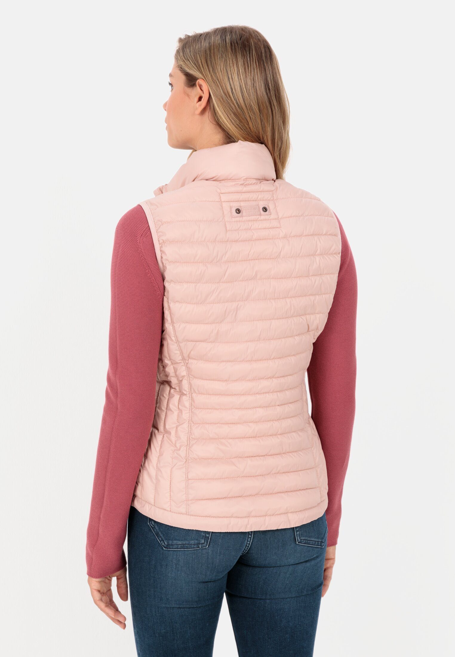 Steppweste Material recyceltem 100% Stehkragen Rose mit aus active camel