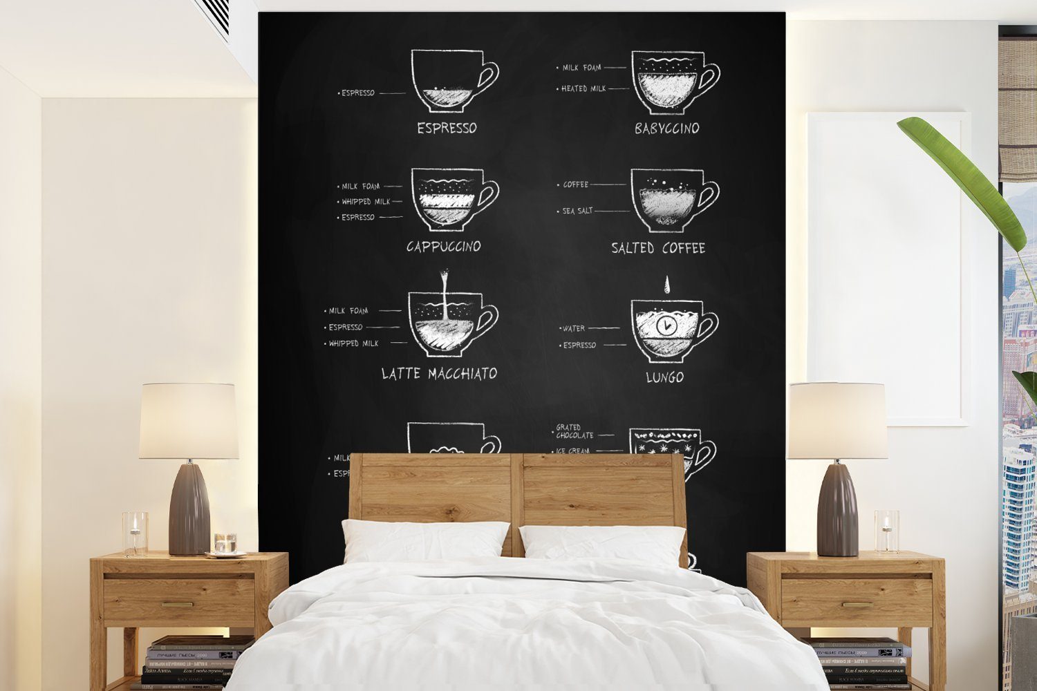 MuchoWow Fototapete Küche - Kaffee - Milch, Matt, bedruckt, (4 St), Montagefertig Vinyl Tapete für Wohnzimmer, Wandtapete | Fototapeten