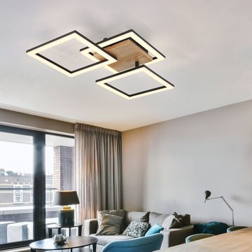 Globo LED Deckenleuchte, LED-Leuchtmittel fest verbaut, Warmweiß, LED Deckenleuchte Holz Deckenlampe schwenkbar Wohnzimmerleuchte