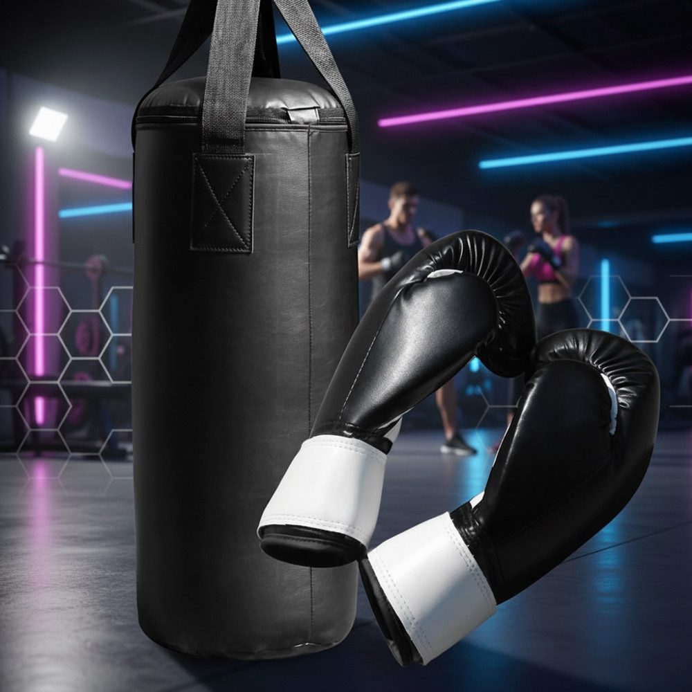 Mucola Boxsack Mucola Boxsack 60CM 9KG mit Handschuhen Sandsack, Hohe Robustheit (Komplett-Set, 2-tlg., mit Handschuhen), Hohe Robustheit