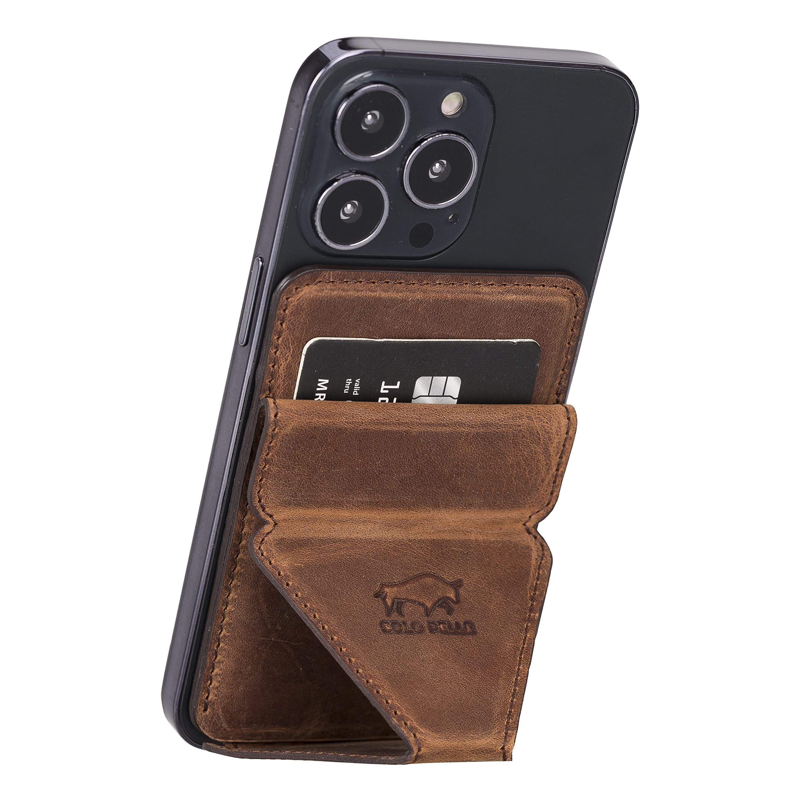 Solo Pelle Mini Geldbörse Kartenetui + magnetische Mini Geldbörse für iPhone 12/13 Leder Hülle