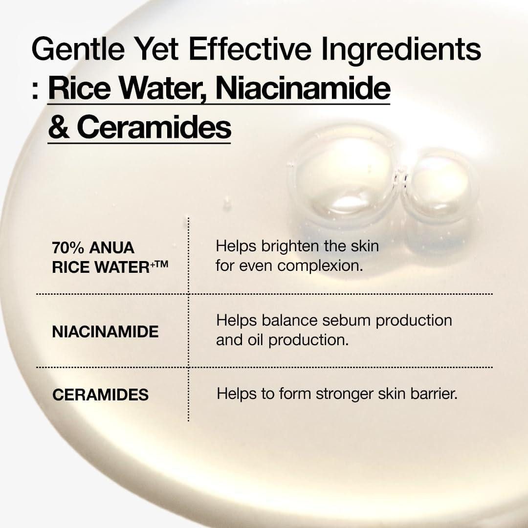 Anua Toner Rice 70 Glow Milky Toner 250ml – Feuchtigkeit & strahlender Teint schnell einziehend, ohne künstliche Duftstoffe, alkoholfrei, parabenfrei, feuchtigkeitsspendend, hautberuhigend, aufhellend, nicht fettend