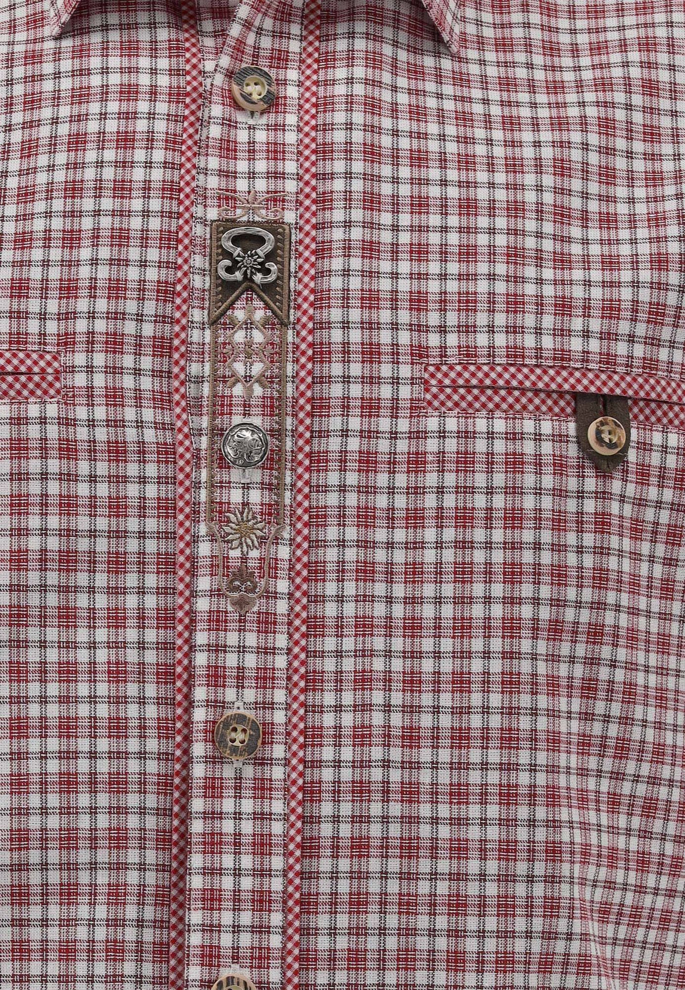 OS Trachten Trachtenhemd Volira Regular Fit, Haifischkragen, 2 Paspeltasche, Krempelarm, Ziermetall