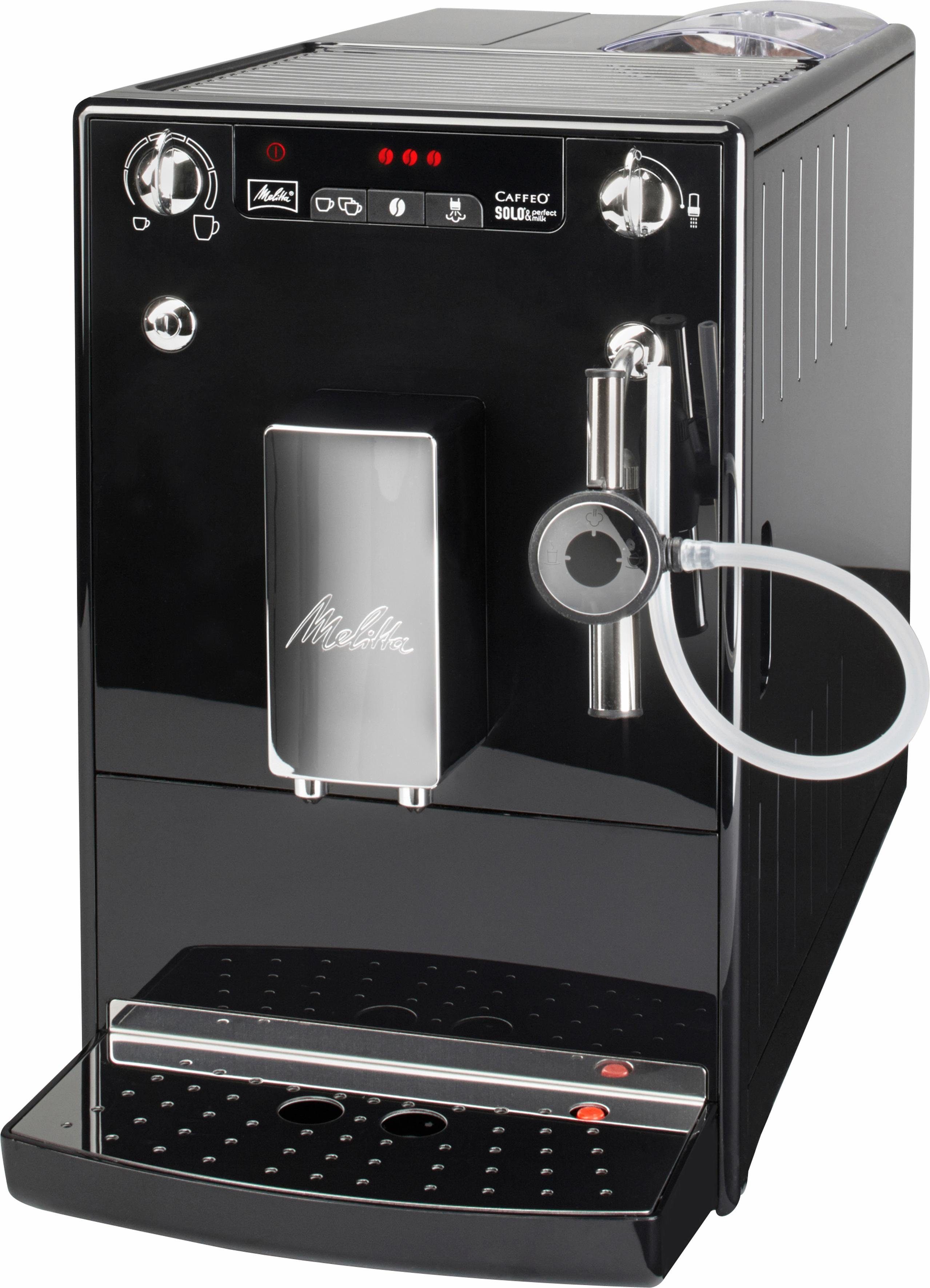 Melitta Kaffeevollautomat Solo® & Perfect Milk E 957-201, schwarz, Café crème&Espresso per One Touch, Milchsch&heiße Milch per Drehregler