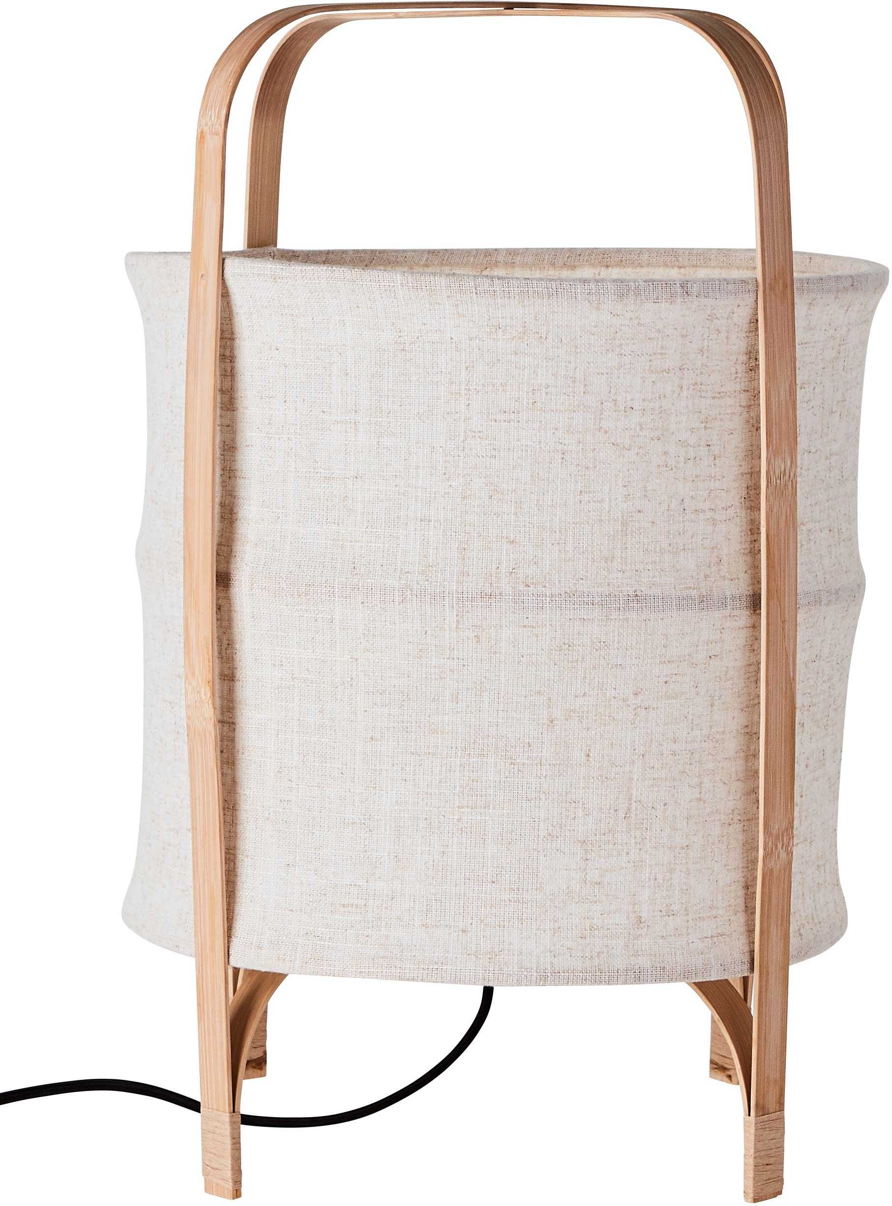 Schirm Tischleuchte Holz ohne beige/natur und McAnany Tischlampe Home Textil Leuchtmittel, mit E27, Way, affaire Rahmen,