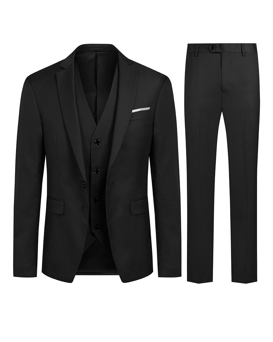 Allthemen Anzug (3 tlg) Herren Slim Fit Anzug Elegantes Anzugset für Business