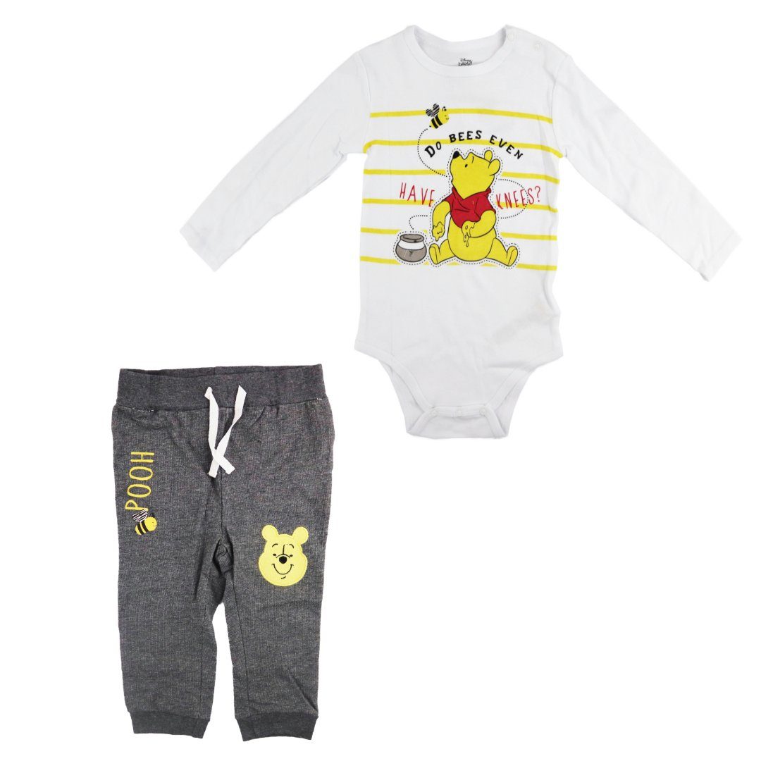 Disney Langarmwickelbody Disney Winnie der Pooh Baby Set Strampler plus Hose Gr. 62 bis 92, Baumwolle | Shirtbodies